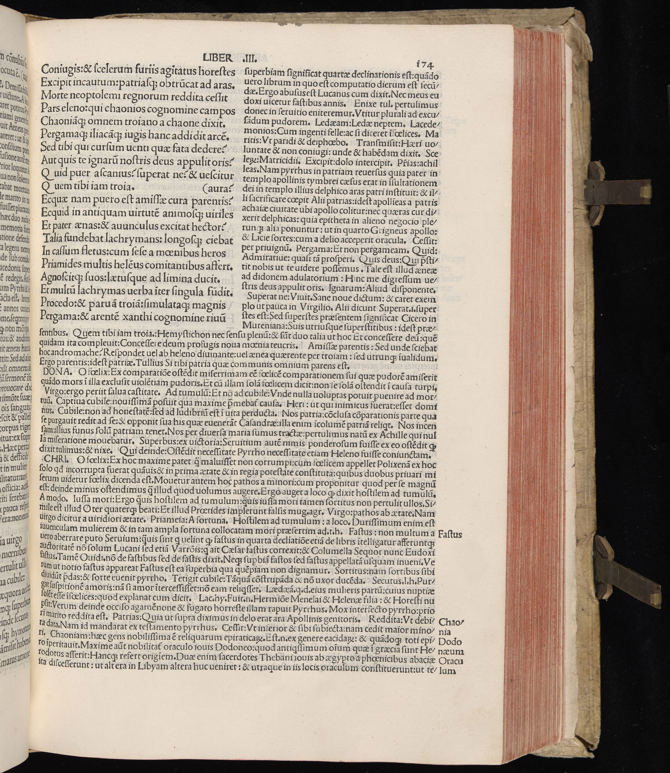 Vergilius cum c?mentariis quinque videlicet: Seruii, Landini, Ant. Mancinelli, Donati, Domitii. (M. Vegius' Book XIII addition to the Aen. Also Priapeia and Catalecta.) / Colophon: Impressu Venetiis per Bartolome? de Zanis de Portesio. . . . M.cccc.xciii. Stamped vellum with clasps. Very rare. Fol. - Image 367