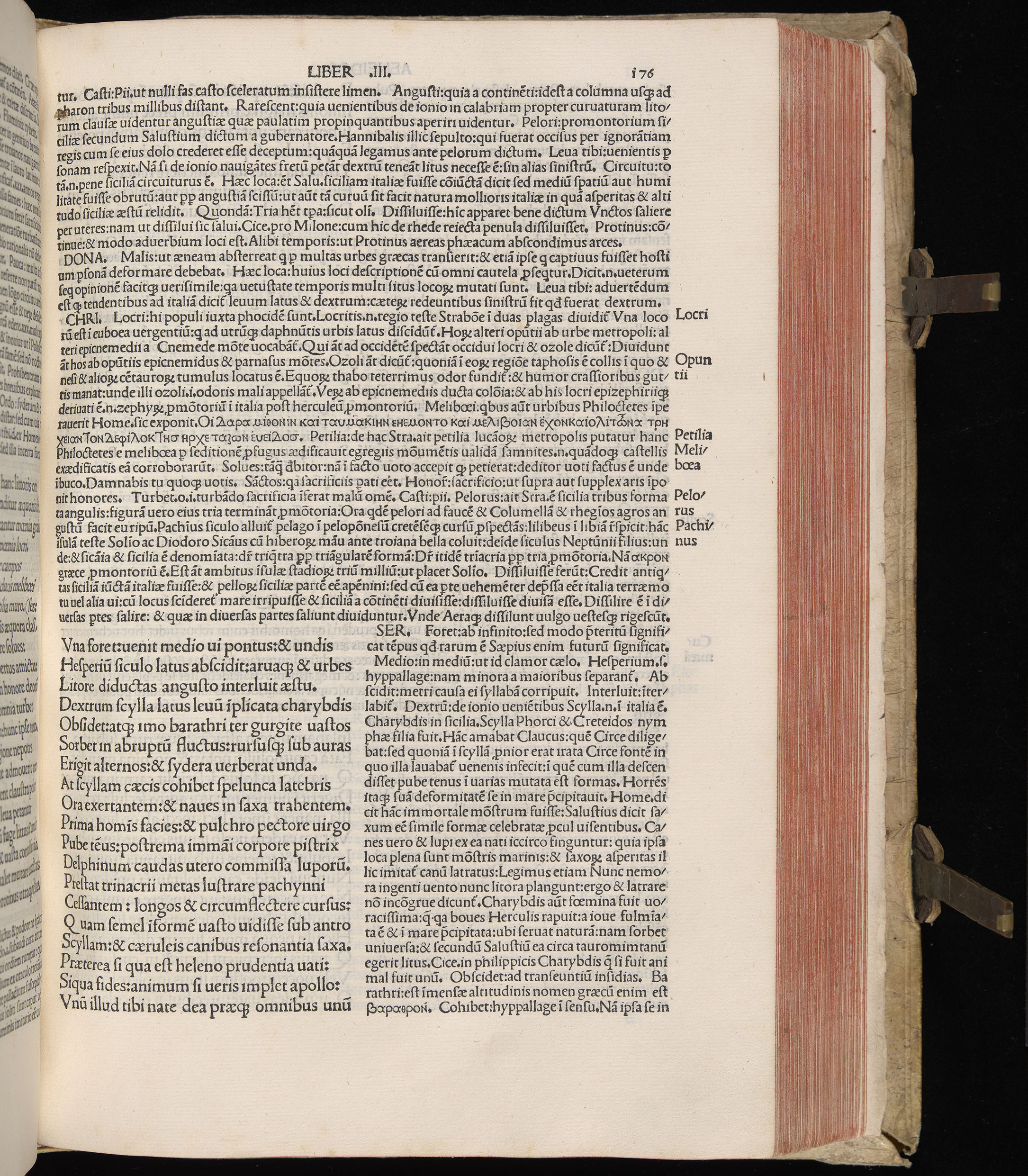Vergilius cum c?mentariis quinque videlicet: Seruii, Landini, Ant. Mancinelli, Donati, Domitii. (M. Vegius' Book XIII addition to the Aen. Also Priapeia and Catalecta.) / Colophon: Impressu Venetiis per Bartolome? de Zanis de Portesio. . . . M.cccc.xciii. Stamped vellum with clasps. Very rare. Fol. - Image 371