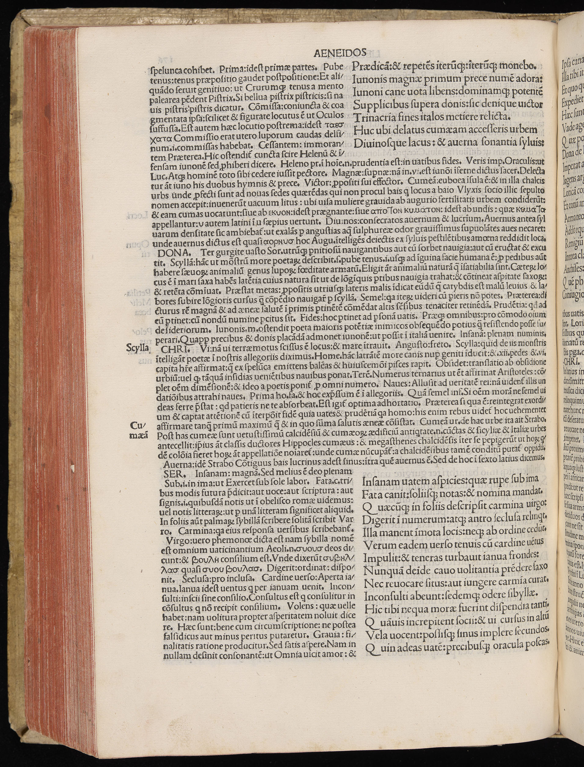 Vergilius cum c?mentariis quinque videlicet: Seruii, Landini, Ant. Mancinelli, Donati, Domitii. (M. Vegius' Book XIII addition to the Aen. Also Priapeia and Catalecta.) / Colophon: Impressu Venetiis per Bartolome? de Zanis de Portesio. . . . M.cccc.xciii. Stamped vellum with clasps. Very rare. Fol. - Image 372