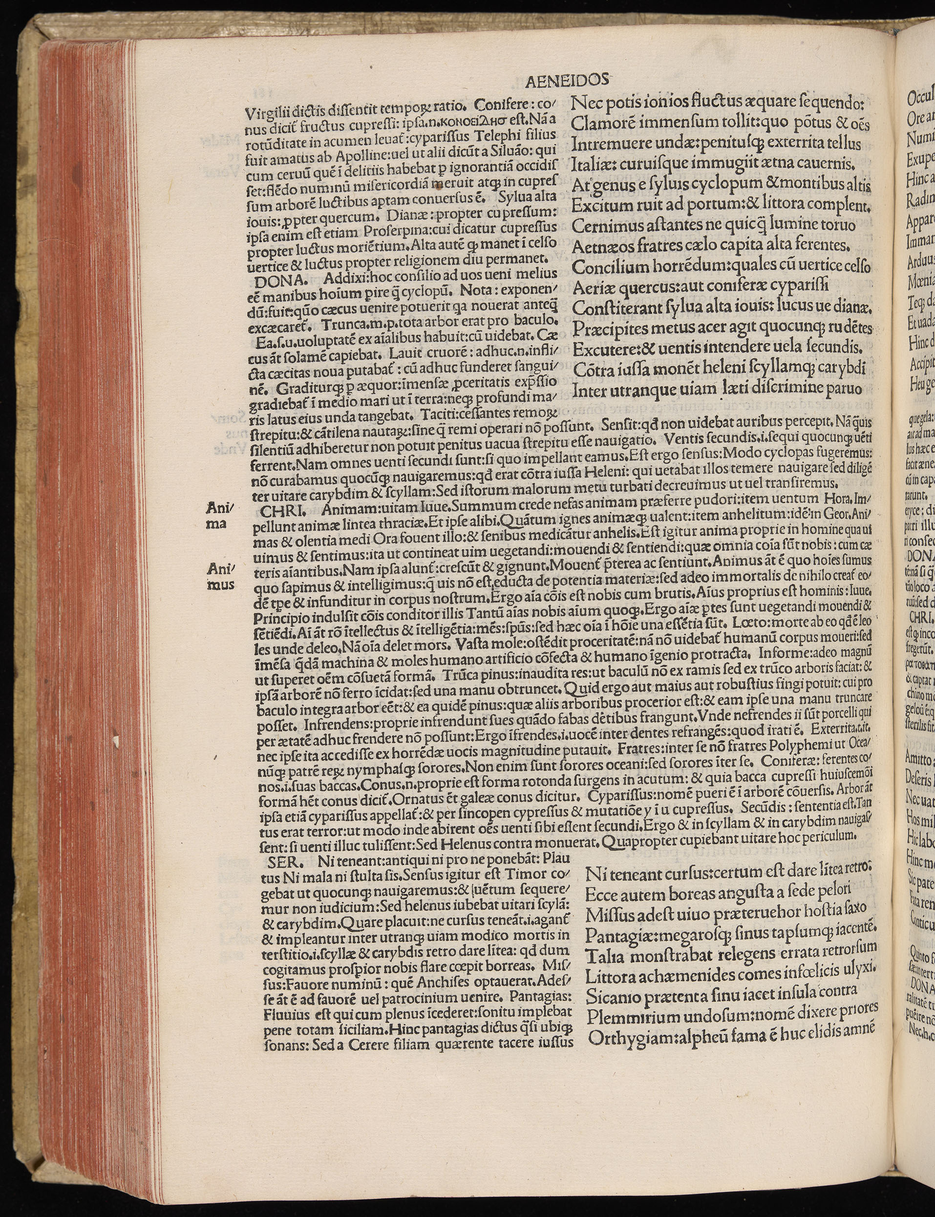 Vergilius cum c?mentariis quinque videlicet: Seruii, Landini, Ant. Mancinelli, Donati, Domitii. (M. Vegius' Book XIII addition to the Aen. Also Priapeia and Catalecta.) / Colophon: Impressu Venetiis per Bartolome? de Zanis de Portesio. . . . M.cccc.xciii. Stamped vellum with clasps. Very rare. Fol. - Image 382