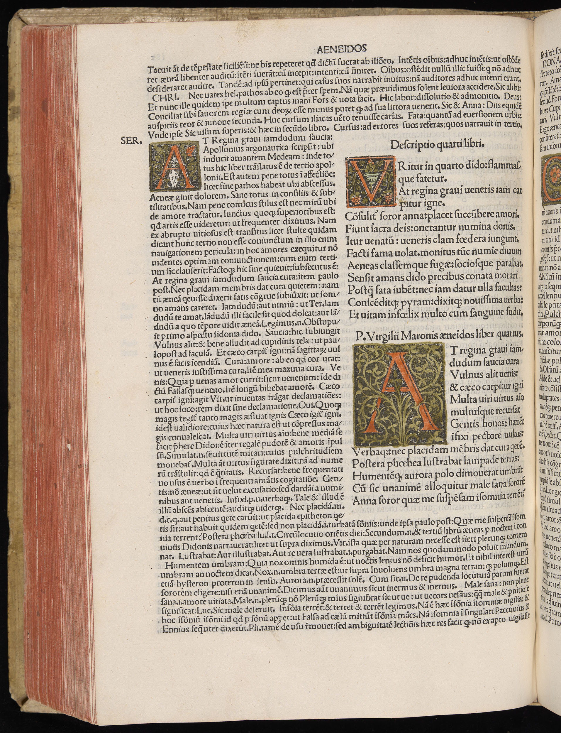 Vergilius cum c?mentariis quinque videlicet: Seruii, Landini, Ant. Mancinelli, Donati, Domitii. (M. Vegius' Book XIII addition to the Aen. Also Priapeia and Catalecta.) / Colophon: Impressu Venetiis per Bartolome? de Zanis de Portesio. . . . M.cccc.xciii. Stamped vellum with clasps. Very rare. Fol. - Image 384