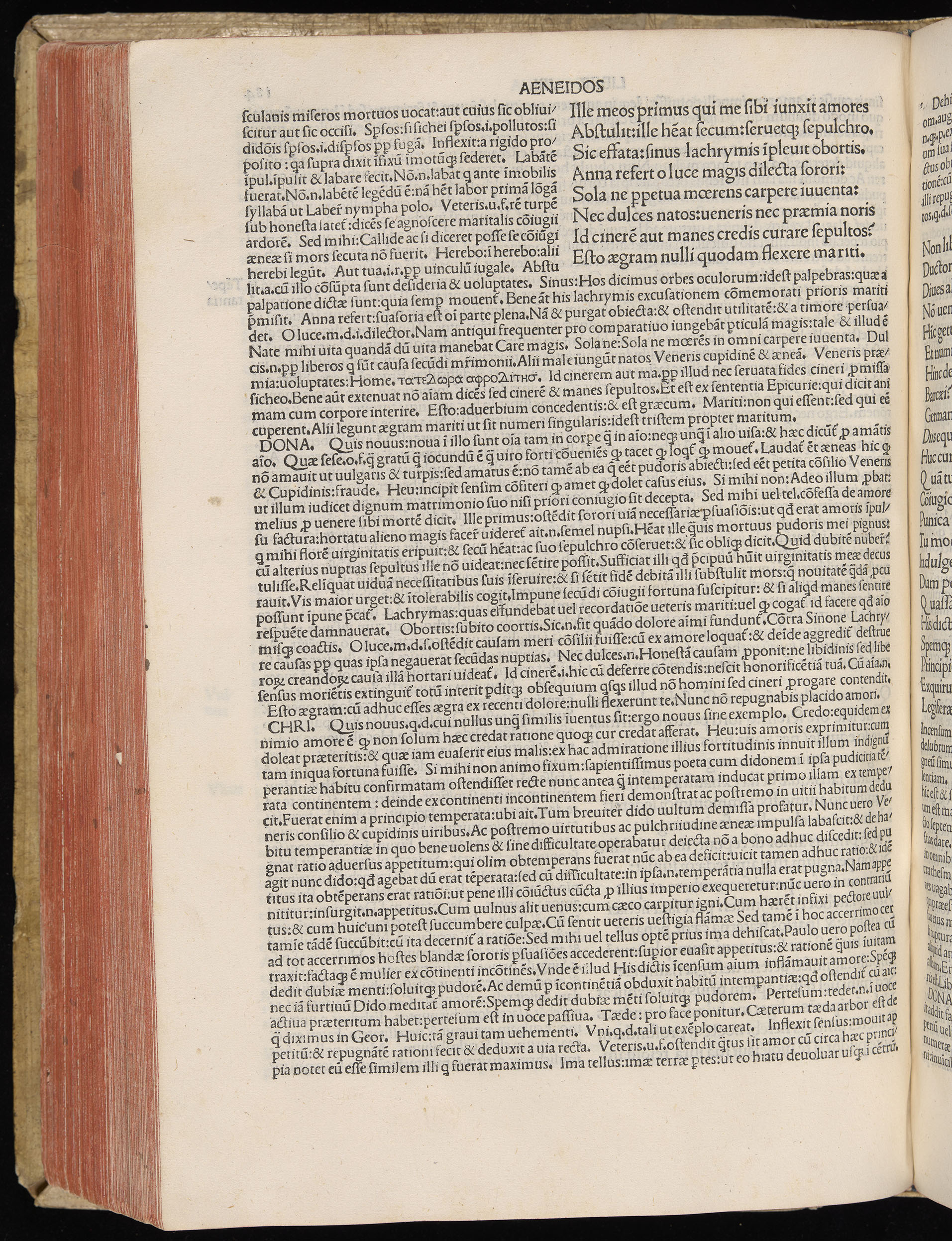 Vergilius cum c?mentariis quinque videlicet: Seruii, Landini, Ant. Mancinelli, Donati, Domitii. (M. Vegius' Book XIII addition to the Aen. Also Priapeia and Catalecta.) / Colophon: Impressu Venetiis per Bartolome? de Zanis de Portesio. . . . M.cccc.xciii. Stamped vellum with clasps. Very rare. Fol. - Image 388