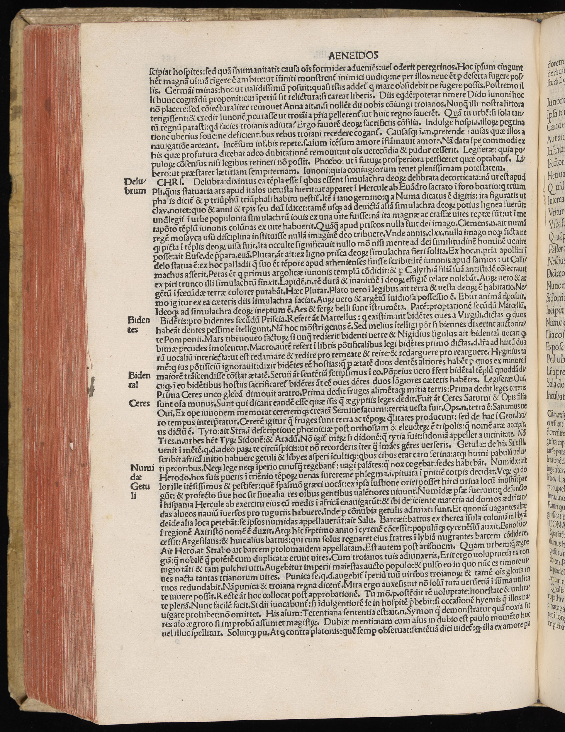 Vergilius cum c?mentariis quinque videlicet: Seruii, Landini, Ant. Mancinelli, Donati, Domitii. (M. Vegius' Book XIII addition to the Aen. Also Priapeia and Catalecta.) / Colophon: Impressu Venetiis per Bartolome? de Zanis de Portesio. . . . M.cccc.xciii. Stamped vellum with clasps. Very rare. Fol. - Image 390