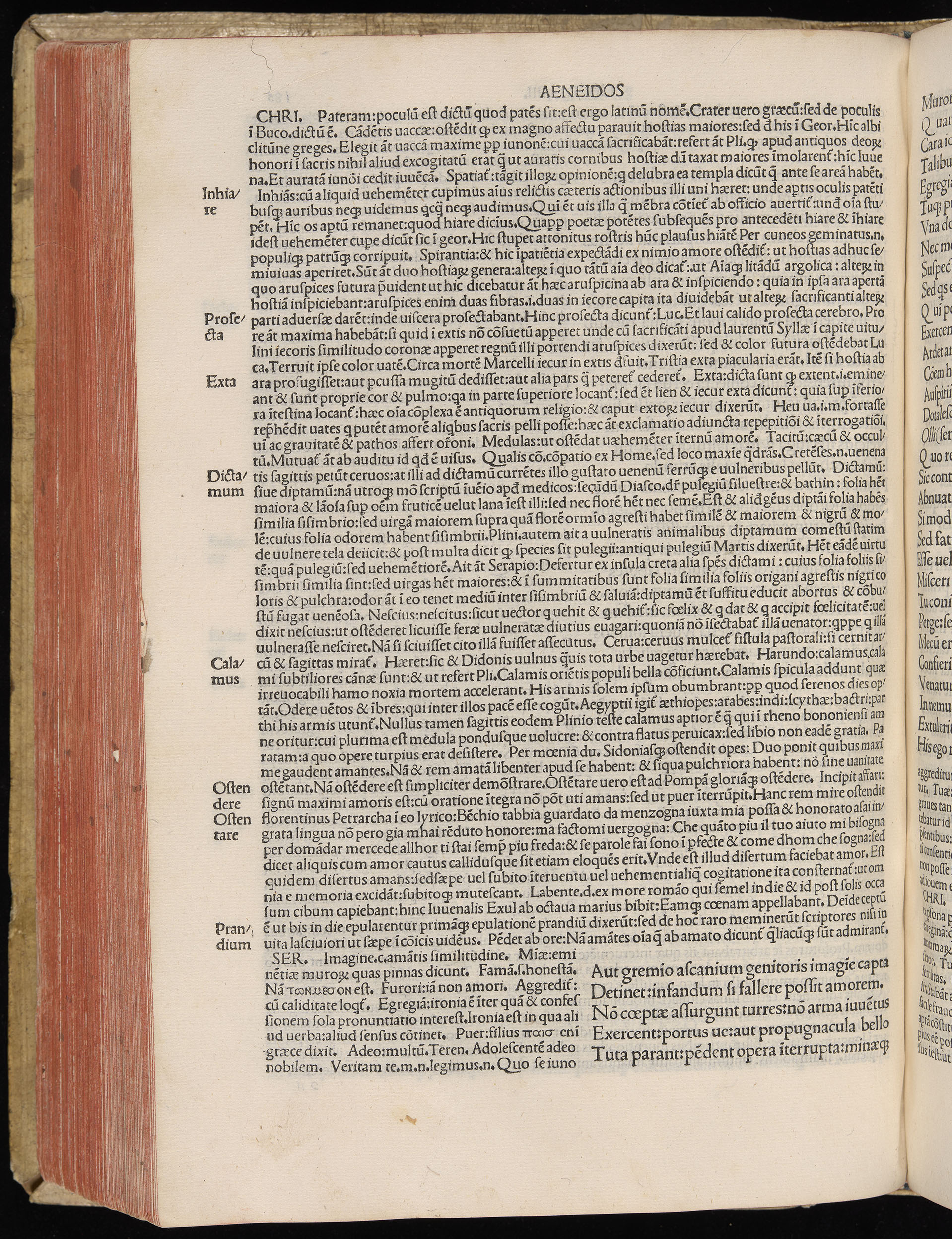 Vergilius cum c?mentariis quinque videlicet: Seruii, Landini, Ant. Mancinelli, Donati, Domitii. (M. Vegius' Book XIII addition to the Aen. Also Priapeia and Catalecta.) / Colophon: Impressu Venetiis per Bartolome? de Zanis de Portesio. . . . M.cccc.xciii. Stamped vellum with clasps. Very rare. Fol. - Image 392