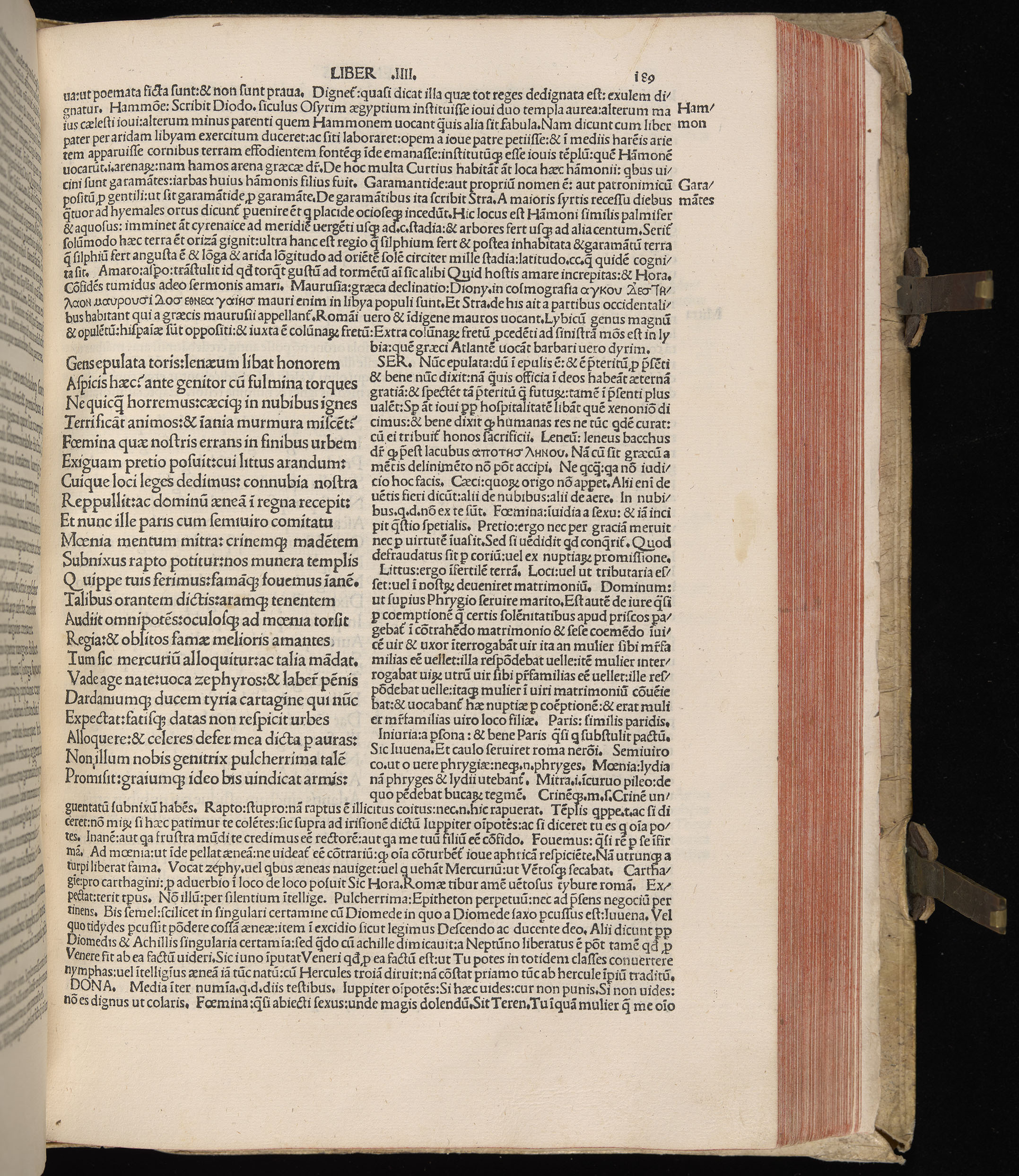 Vergilius cum c?mentariis quinque videlicet: Seruii, Landini, Ant. Mancinelli, Donati, Domitii. (M. Vegius' Book XIII addition to the Aen. Also Priapeia and Catalecta.) / Colophon: Impressu Venetiis per Bartolome? de Zanis de Portesio. . . . M.cccc.xciii. Stamped vellum with clasps. Very rare. Fol. - Image 397