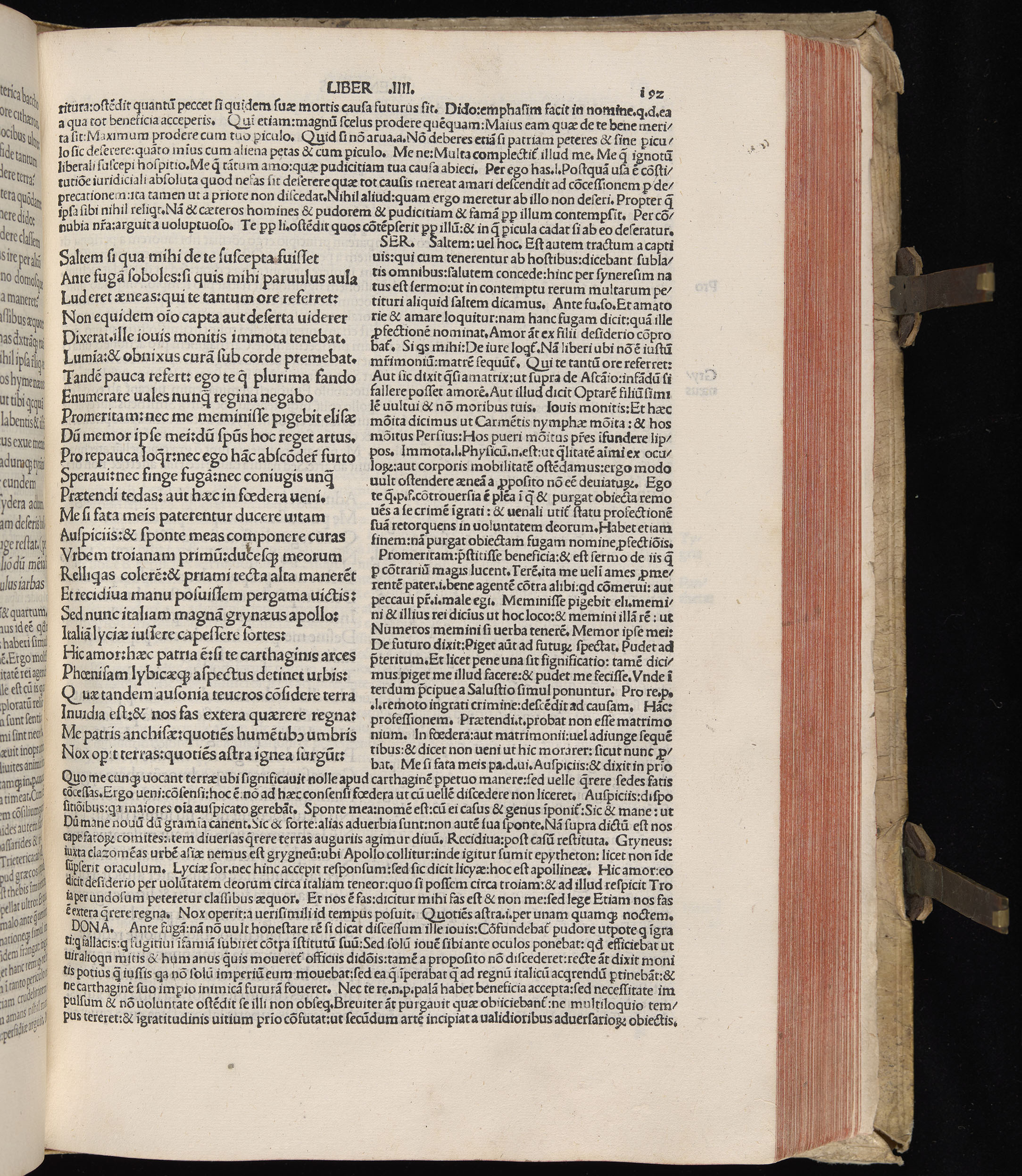 Vergilius cum c?mentariis quinque videlicet: Seruii, Landini, Ant. Mancinelli, Donati, Domitii. (M. Vegius' Book XIII addition to the Aen. Also Priapeia and Catalecta.) / Colophon: Impressu Venetiis per Bartolome? de Zanis de Portesio. . . . M.cccc.xciii. Stamped vellum with clasps. Very rare. Fol. - Image 403
