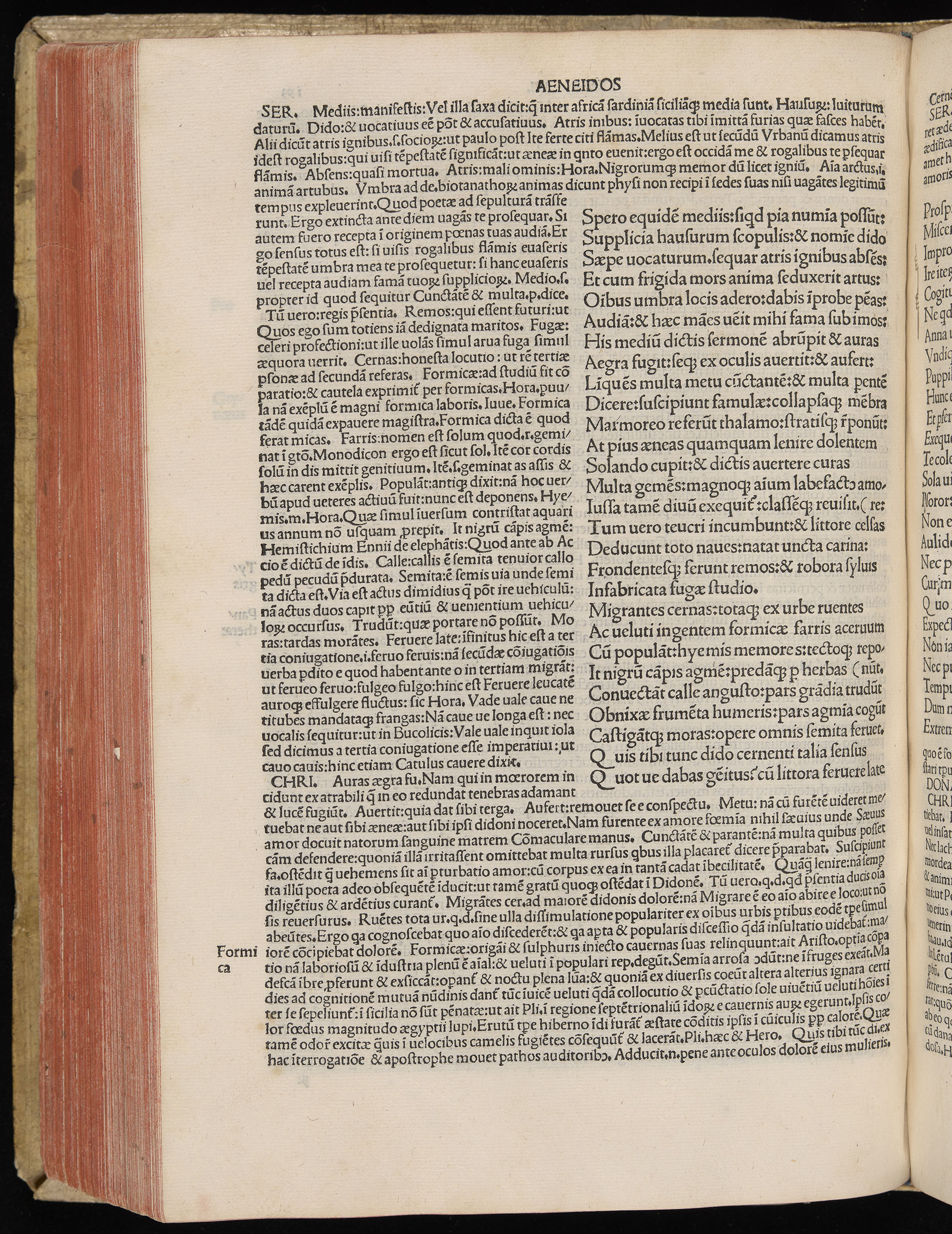 Vergilius cum c?mentariis quinque videlicet: Seruii, Landini, Ant. Mancinelli, Donati, Domitii. (M. Vegius' Book XIII addition to the Aen. Also Priapeia and Catalecta.) / Colophon: Impressu Venetiis per Bartolome? de Zanis de Portesio. . . . M.cccc.xciii. Stamped vellum with clasps. Very rare. Fol. - Image 406