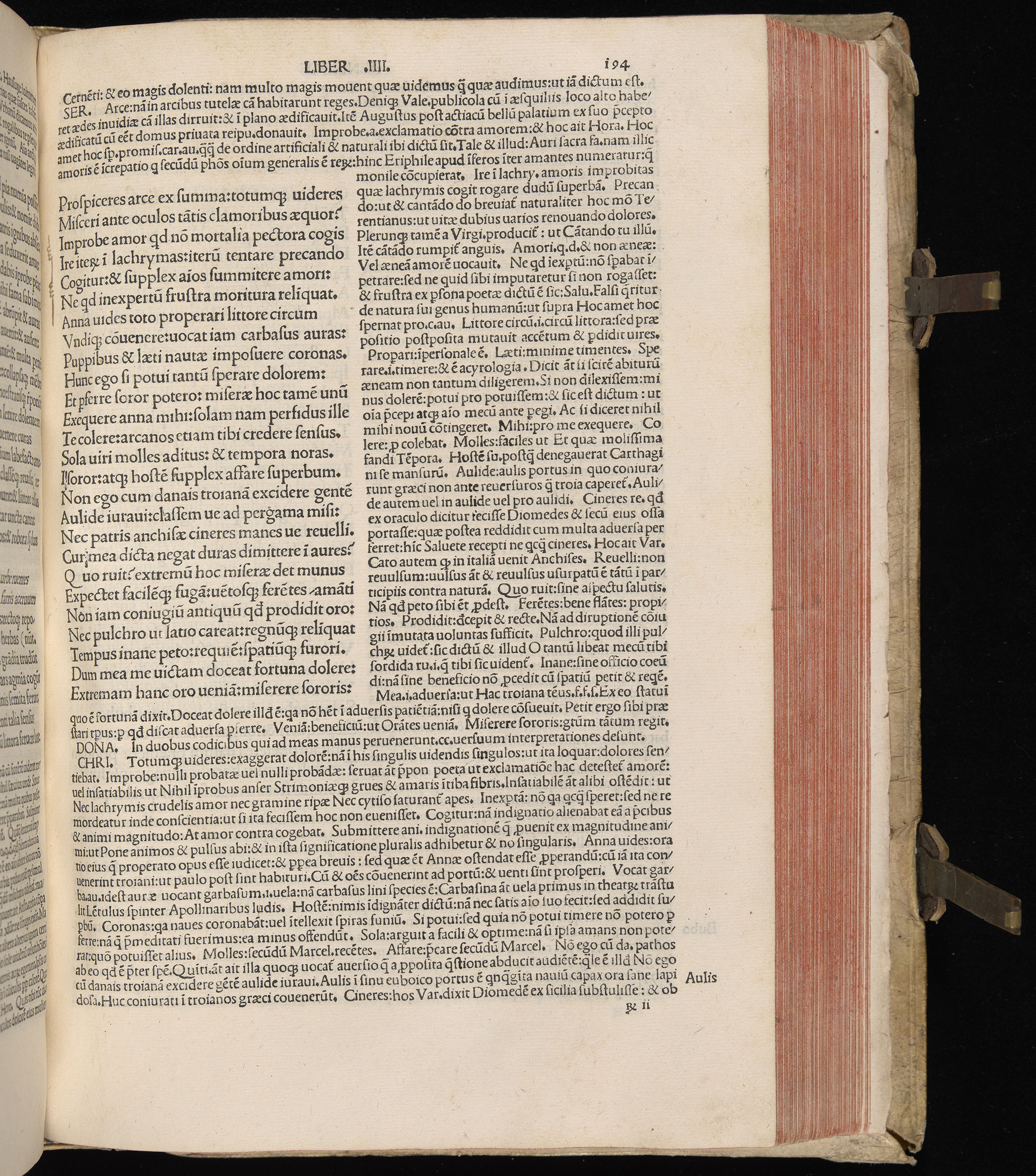Vergilius cum c?mentariis quinque videlicet: Seruii, Landini, Ant. Mancinelli, Donati, Domitii. (M. Vegius' Book XIII addition to the Aen. Also Priapeia and Catalecta.) / Colophon: Impressu Venetiis per Bartolome? de Zanis de Portesio. . . . M.cccc.xciii. Stamped vellum with clasps. Very rare. Fol. - Image 407