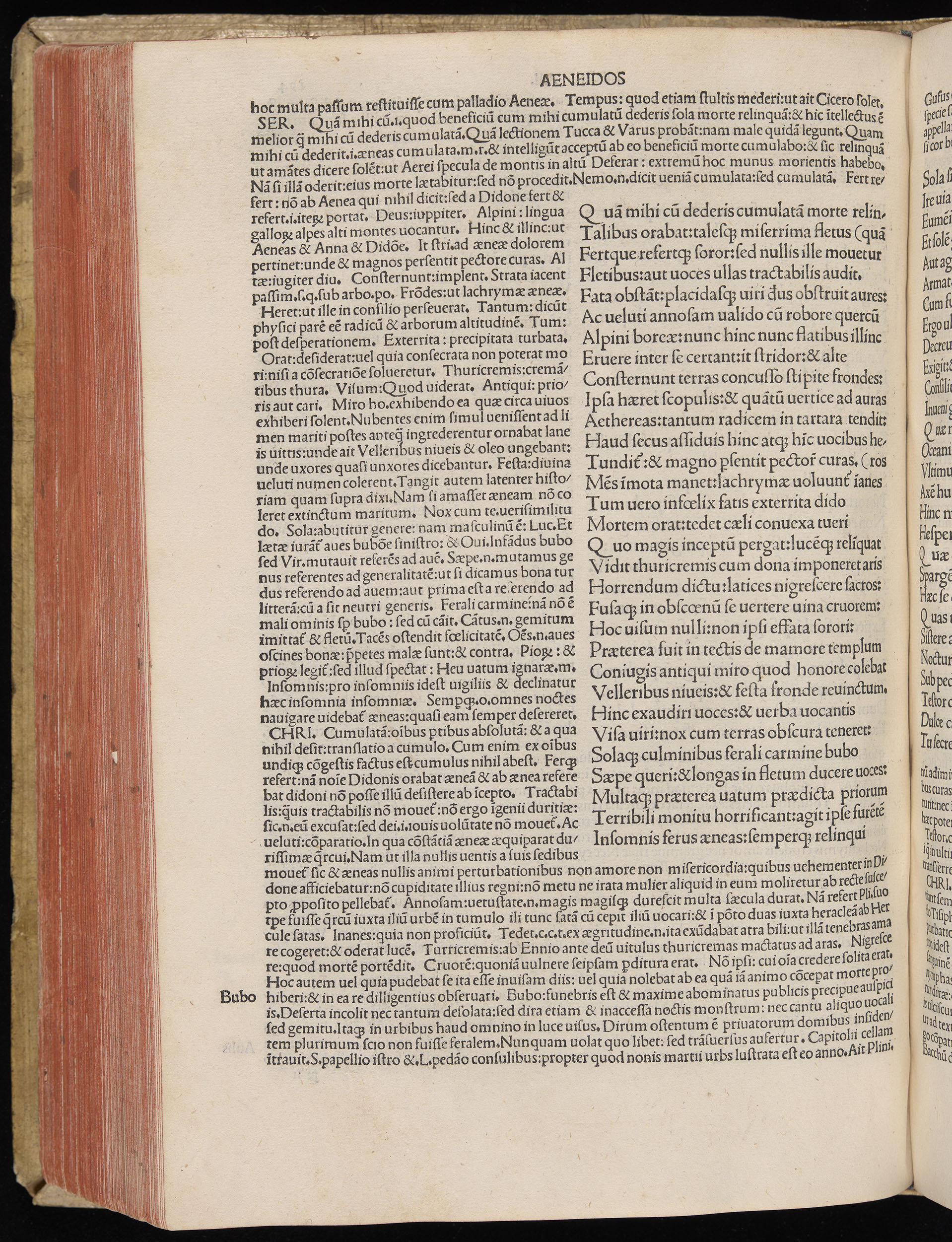 Vergilius cum c?mentariis quinque videlicet: Seruii, Landini, Ant. Mancinelli, Donati, Domitii. (M. Vegius' Book XIII addition to the Aen. Also Priapeia and Catalecta.) / Colophon: Impressu Venetiis per Bartolome? de Zanis de Portesio. . . . M.cccc.xciii. Stamped vellum with clasps. Very rare. Fol. - Image 408