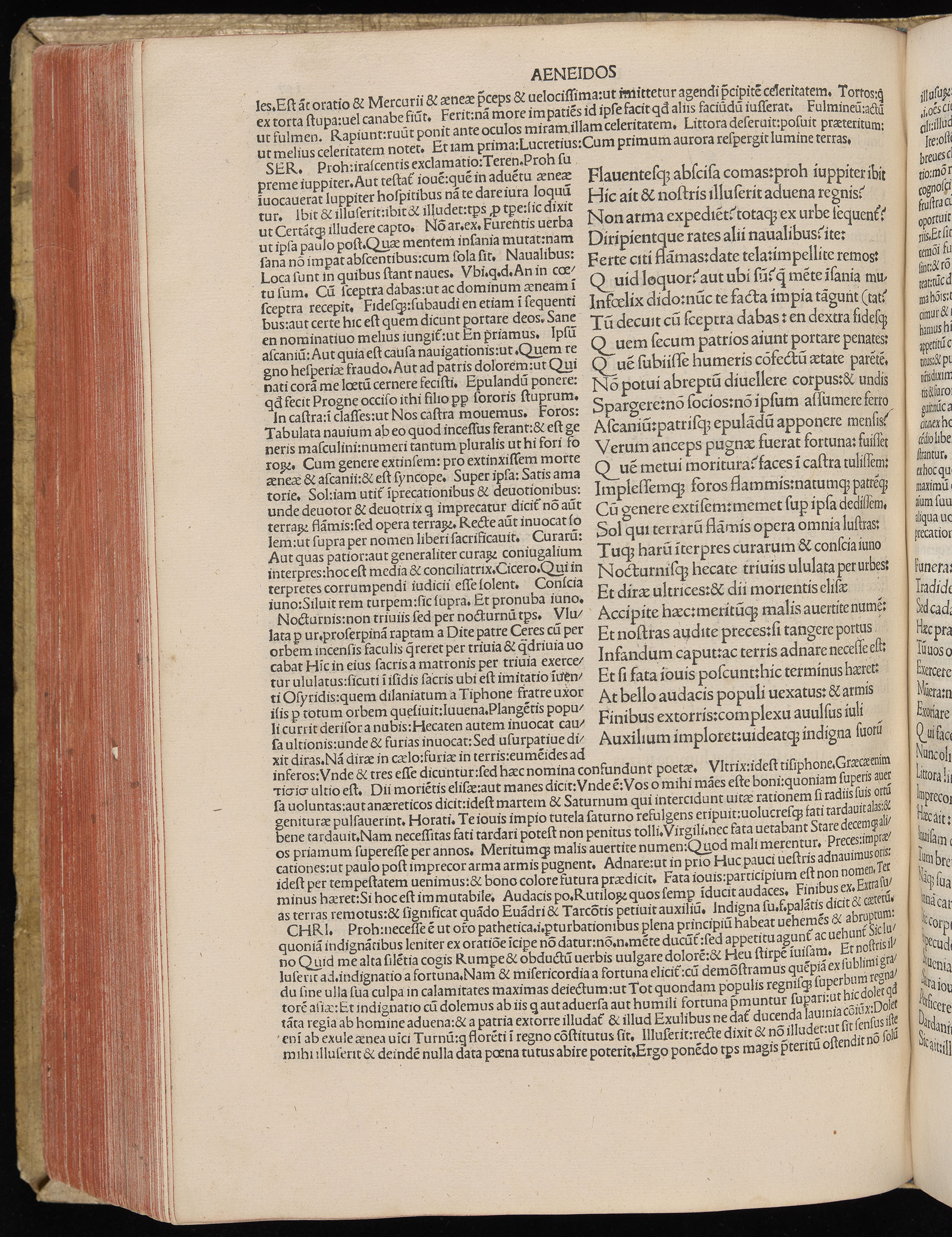 Vergilius cum c?mentariis quinque videlicet: Seruii, Landini, Ant. Mancinelli, Donati, Domitii. (M. Vegius' Book XIII addition to the Aen. Also Priapeia and Catalecta.) / Colophon: Impressu Venetiis per Bartolome? de Zanis de Portesio. . . . M.cccc.xciii. Stamped vellum with clasps. Very rare. Fol. - Image 414