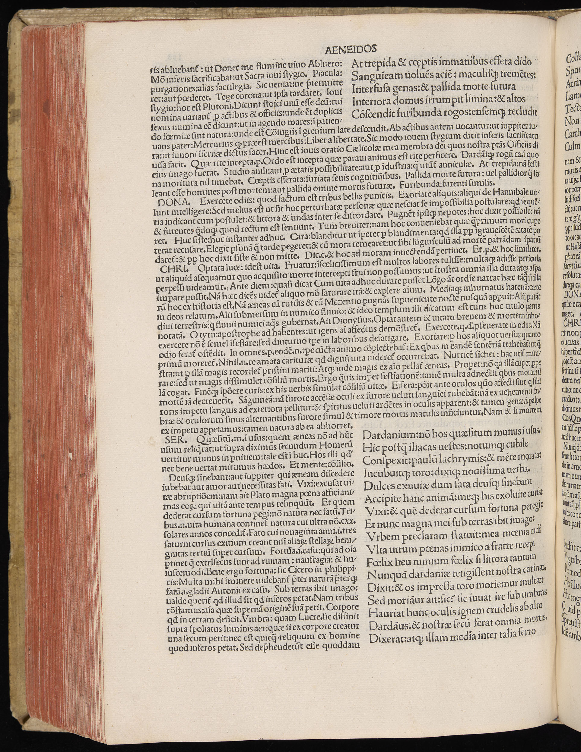 Vergilius cum c?mentariis quinque videlicet: Seruii, Landini, Ant. Mancinelli, Donati, Domitii. (M. Vegius' Book XIII addition to the Aen. Also Priapeia and Catalecta.) / Colophon: Impressu Venetiis per Bartolome? de Zanis de Portesio. . . . M.cccc.xciii. Stamped vellum with clasps. Very rare. Fol. - Image 416