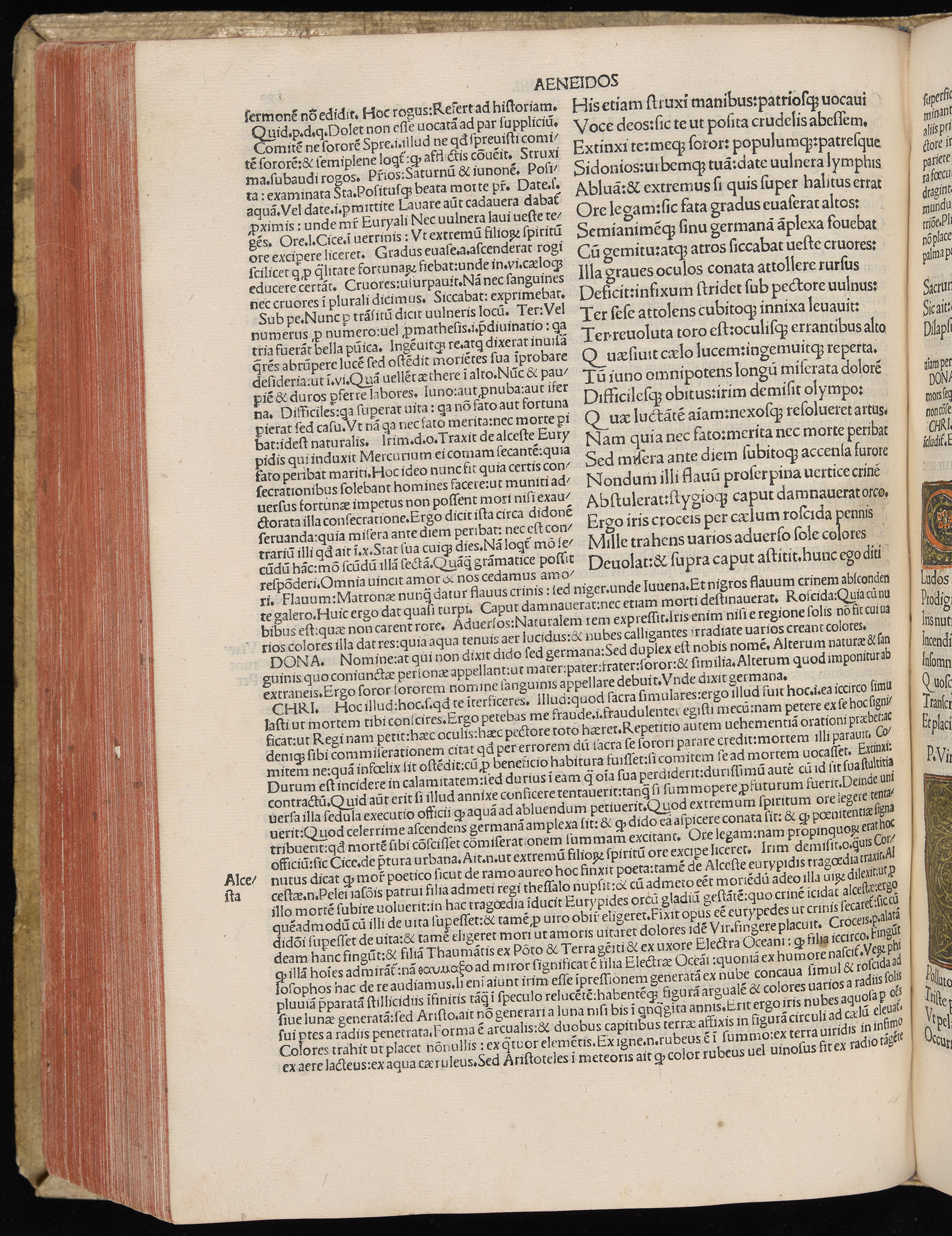 Vergilius cum c?mentariis quinque videlicet: Seruii, Landini, Ant. Mancinelli, Donati, Domitii. (M. Vegius' Book XIII addition to the Aen. Also Priapeia and Catalecta.) / Colophon: Impressu Venetiis per Bartolome? de Zanis de Portesio. . . . M.cccc.xciii. Stamped vellum with clasps. Very rare. Fol. - Image 418