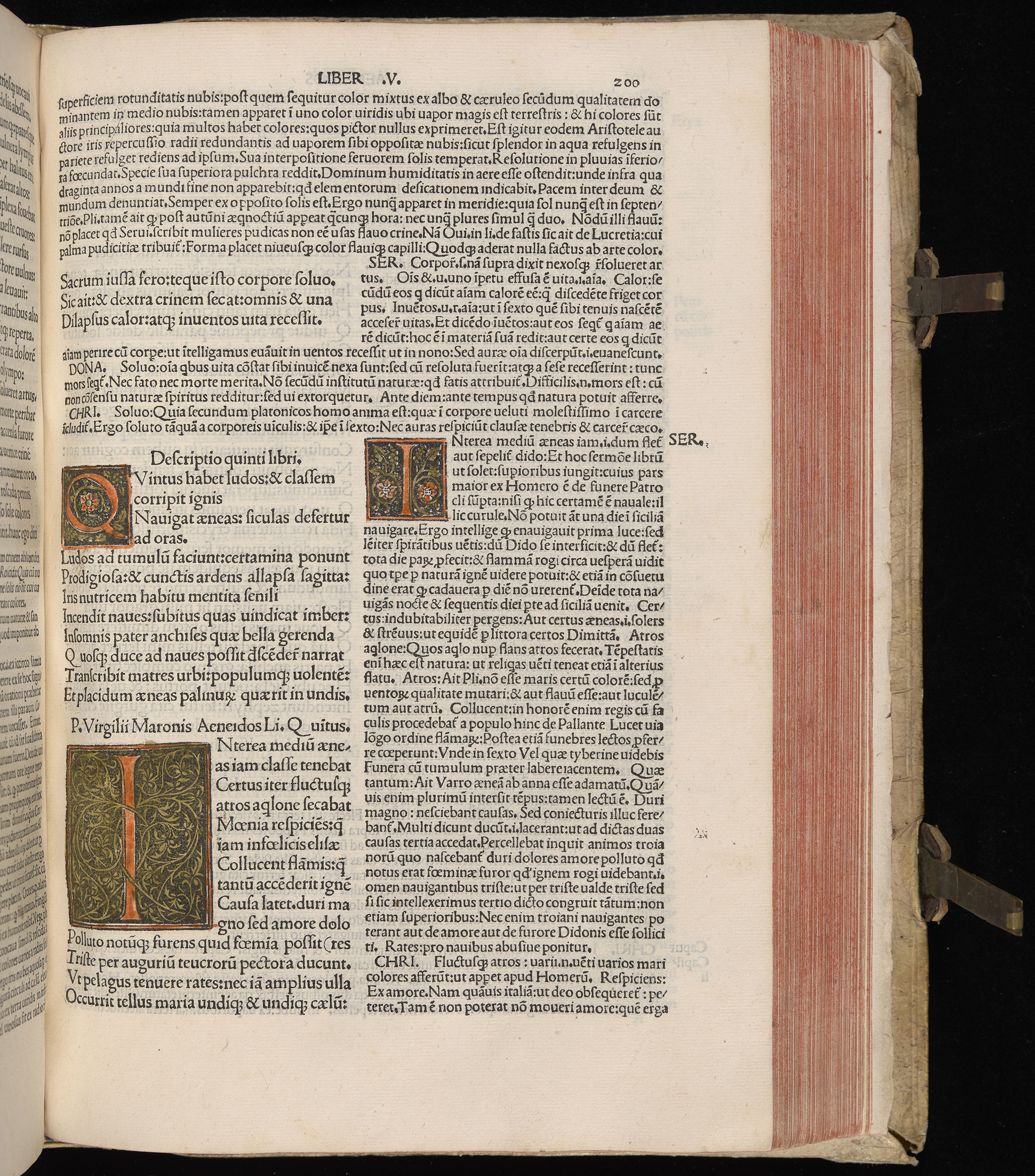 Vergilius cum c?mentariis quinque videlicet: Seruii, Landini, Ant. Mancinelli, Donati, Domitii. (M. Vegius' Book XIII addition to the Aen. Also Priapeia and Catalecta.) / Colophon: Impressu Venetiis per Bartolome? de Zanis de Portesio. . . . M.cccc.xciii. Stamped vellum with clasps. Very rare. Fol. - Image 419
