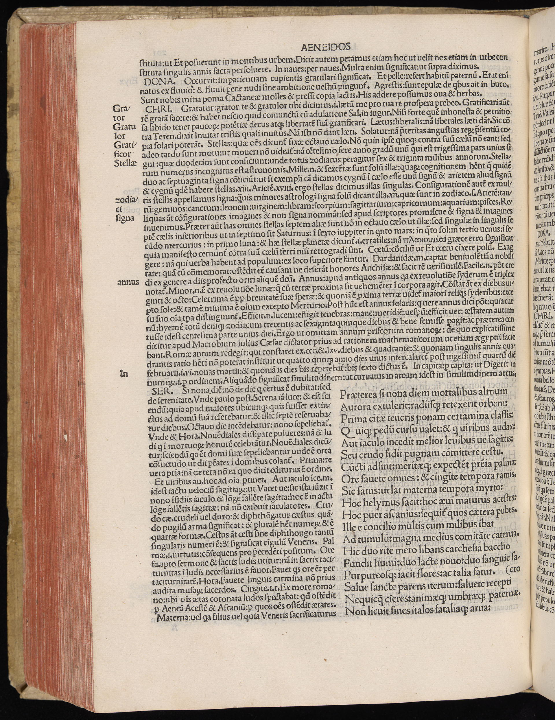 Vergilius cum c?mentariis quinque videlicet: Seruii, Landini, Ant. Mancinelli, Donati, Domitii. (M. Vegius' Book XIII addition to the Aen. Also Priapeia and Catalecta.) / Colophon: Impressu Venetiis per Bartolome? de Zanis de Portesio. . . . M.cccc.xciii. Stamped vellum with clasps. Very rare. Fol. - Image 422