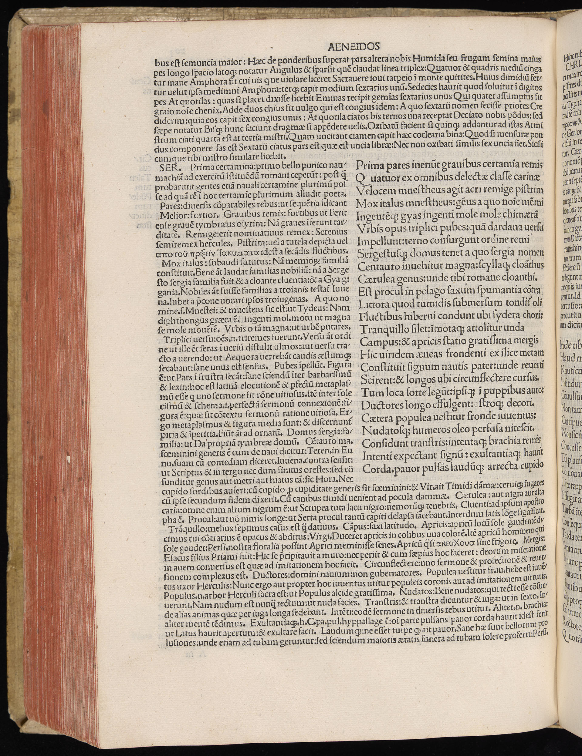 Vergilius cum c?mentariis quinque videlicet: Seruii, Landini, Ant. Mancinelli, Donati, Domitii. (M. Vegius' Book XIII addition to the Aen. Also Priapeia and Catalecta.) / Colophon: Impressu Venetiis per Bartolome? de Zanis de Portesio. . . . M.cccc.xciii. Stamped vellum with clasps. Very rare. Fol. - Image 426