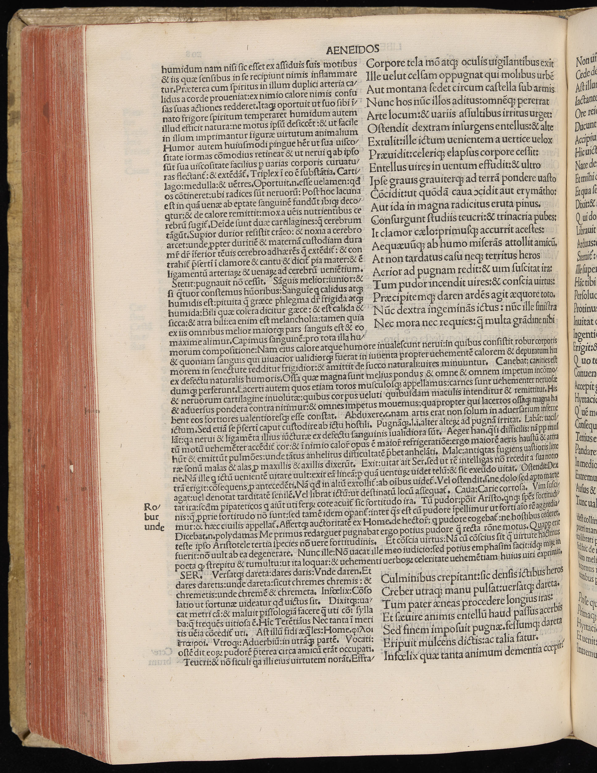 Vergilius cum c?mentariis quinque videlicet: Seruii, Landini, Ant. Mancinelli, Donati, Domitii. (M. Vegius' Book XIII addition to the Aen. Also Priapeia and Catalecta.) / Colophon: Impressu Venetiis per Bartolome? de Zanis de Portesio. . . . M.cccc.xciii. Stamped vellum with clasps. Very rare. Fol. - Image 436