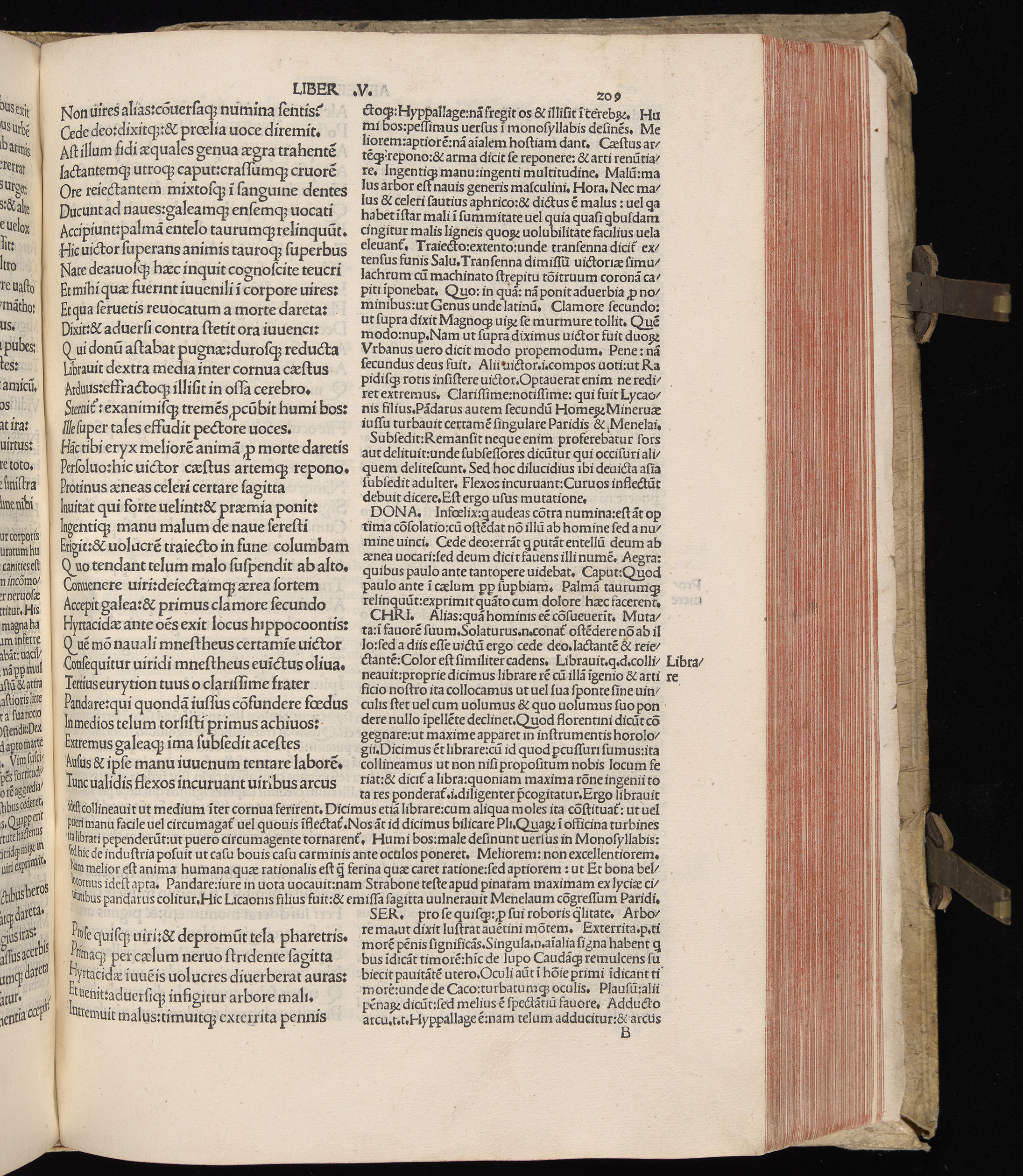 Vergilius cum c?mentariis quinque videlicet: Seruii, Landini, Ant. Mancinelli, Donati, Domitii. (M. Vegius' Book XIII addition to the Aen. Also Priapeia and Catalecta.) / Colophon: Impressu Venetiis per Bartolome? de Zanis de Portesio. . . . M.cccc.xciii. Stamped vellum with clasps. Very rare. Fol. - Image 437