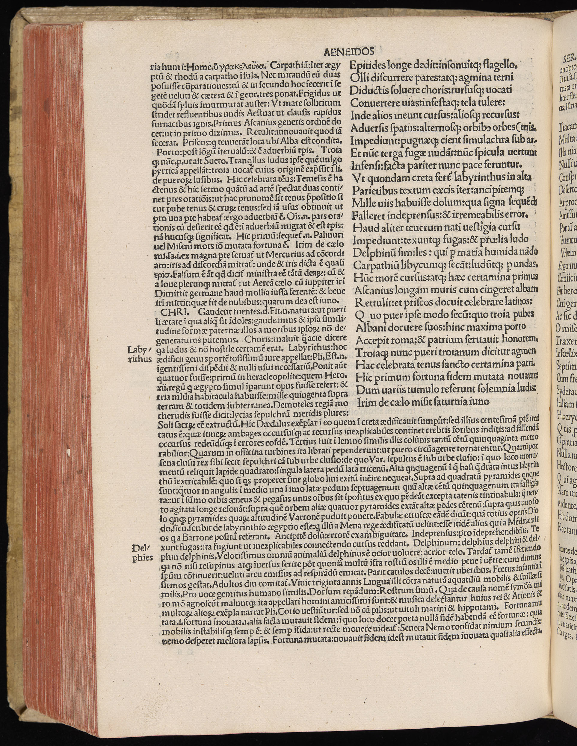Vergilius cum c?mentariis quinque videlicet: Seruii, Landini, Ant. Mancinelli, Donati, Domitii. (M. Vegius' Book XIII addition to the Aen. Also Priapeia and Catalecta.) / Colophon: Impressu Venetiis per Bartolome? de Zanis de Portesio. . . . M.cccc.xciii. Stamped vellum with clasps. Very rare. Fol. - Image 440