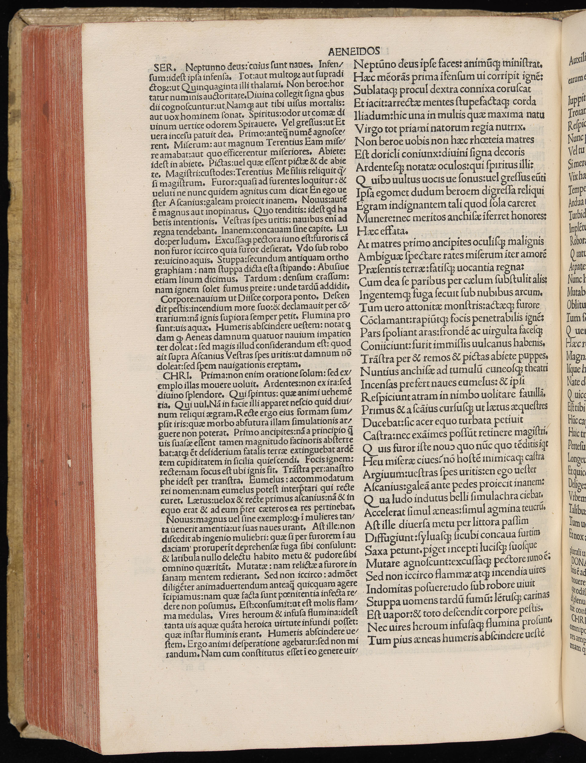 Vergilius cum c?mentariis quinque videlicet: Seruii, Landini, Ant. Mancinelli, Donati, Domitii. (M. Vegius' Book XIII addition to the Aen. Also Priapeia and Catalecta.) / Colophon: Impressu Venetiis per Bartolome? de Zanis de Portesio. . . . M.cccc.xciii. Stamped vellum with clasps. Very rare. Fol. - Image 442