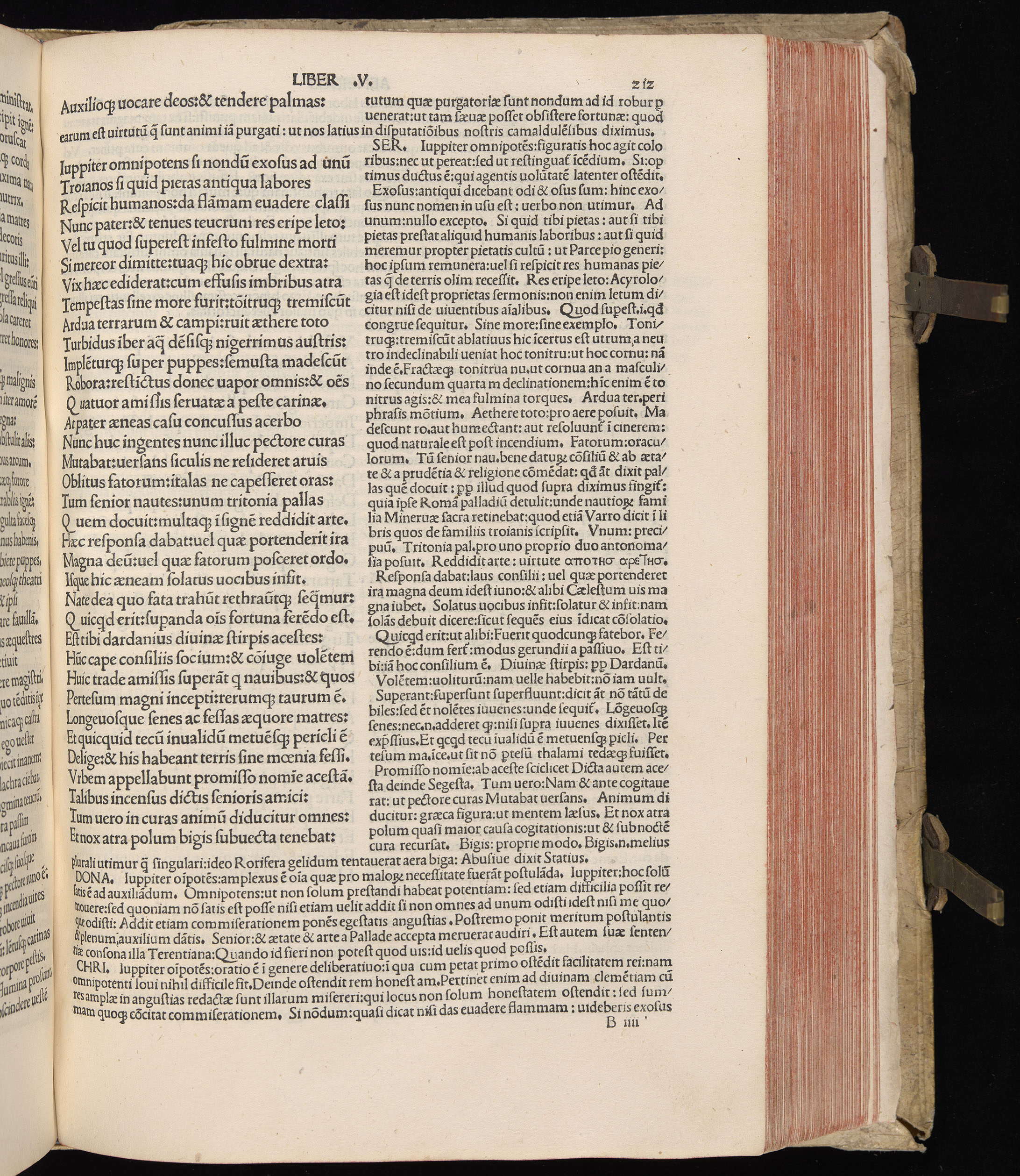 Vergilius cum c?mentariis quinque videlicet: Seruii, Landini, Ant. Mancinelli, Donati, Domitii. (M. Vegius' Book XIII addition to the Aen. Also Priapeia and Catalecta.) / Colophon: Impressu Venetiis per Bartolome? de Zanis de Portesio. . . . M.cccc.xciii. Stamped vellum with clasps. Very rare. Fol. - Image 443