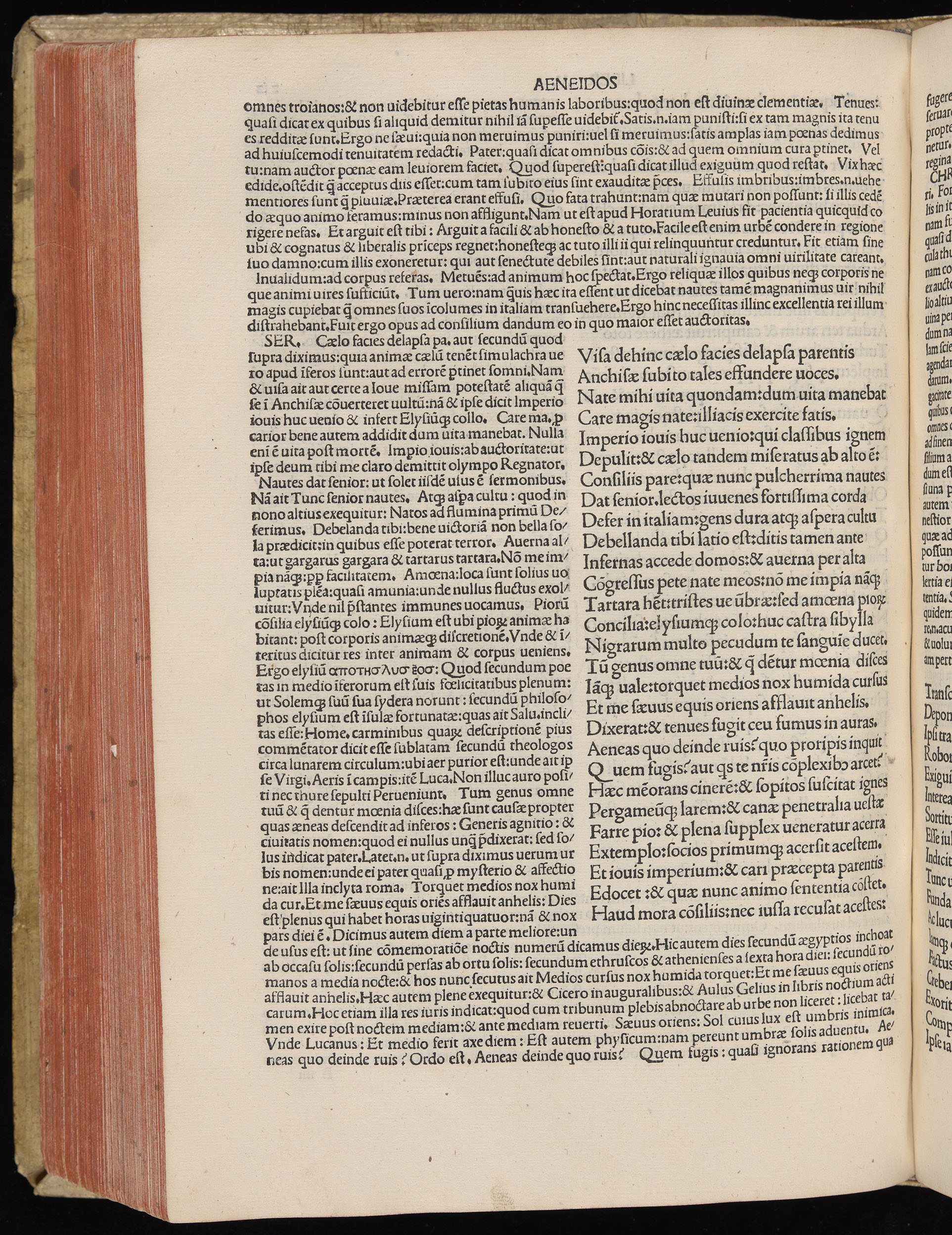Vergilius cum c?mentariis quinque videlicet: Seruii, Landini, Ant. Mancinelli, Donati, Domitii. (M. Vegius' Book XIII addition to the Aen. Also Priapeia and Catalecta.) / Colophon: Impressu Venetiis per Bartolome? de Zanis de Portesio. . . . M.cccc.xciii. Stamped vellum with clasps. Very rare. Fol. - Image 444