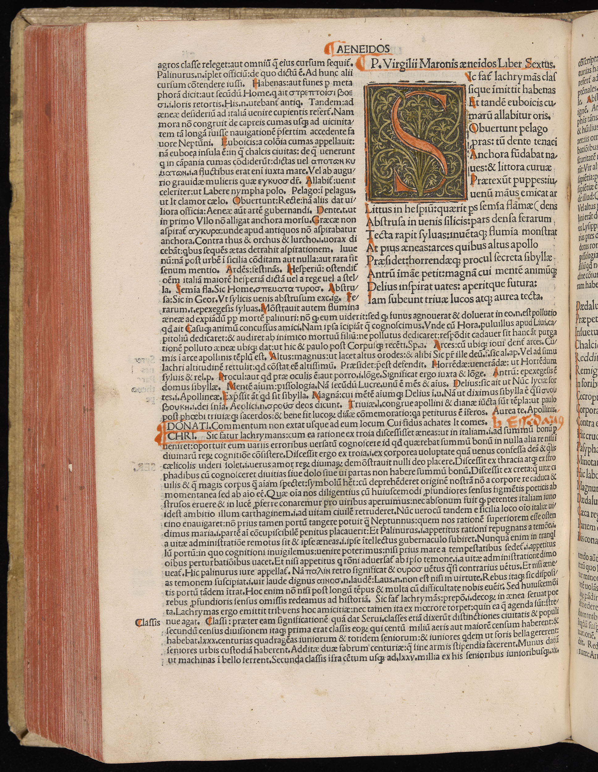Vergilius cum c?mentariis quinque videlicet: Seruii, Landini, Ant. Mancinelli, Donati, Domitii. (M. Vegius' Book XIII addition to the Aen. Also Priapeia and Catalecta.) / Colophon: Impressu Venetiis per Bartolome? de Zanis de Portesio. . . . M.cccc.xciii. Stamped vellum with clasps. Very rare. Fol. - Image 450