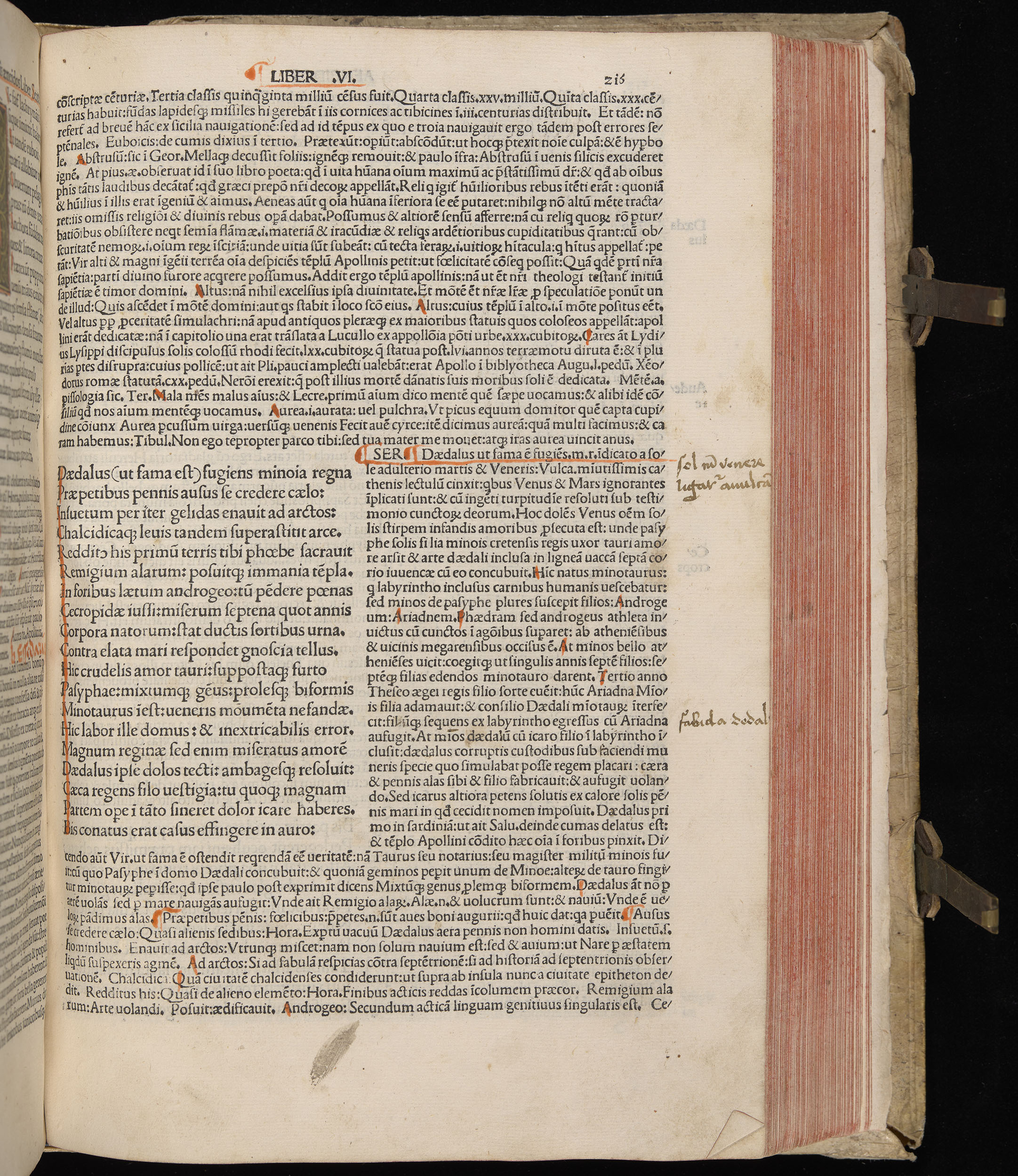 Vergilius cum c?mentariis quinque videlicet: Seruii, Landini, Ant. Mancinelli, Donati, Domitii. (M. Vegius' Book XIII addition to the Aen. Also Priapeia and Catalecta.) / Colophon: Impressu Venetiis per Bartolome? de Zanis de Portesio. . . . M.cccc.xciii. Stamped vellum with clasps. Very rare. Fol. - Image 451