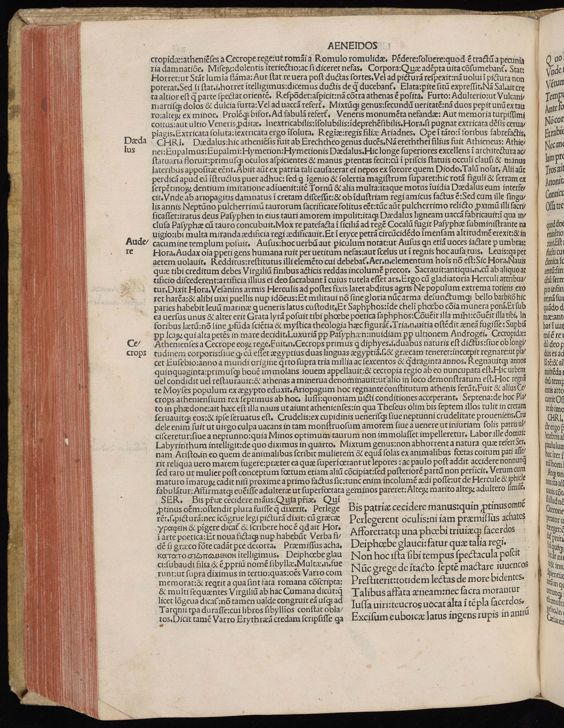 Vergilius cum c?mentariis quinque videlicet: Seruii, Landini, Ant. Mancinelli, Donati, Domitii. (M. Vegius' Book XIII addition to the Aen. Also Priapeia and Catalecta.) / Colophon: Impressu Venetiis per Bartolome? de Zanis de Portesio. . . . M.cccc.xciii. Stamped vellum with clasps. Very rare. Fol. - Image 452