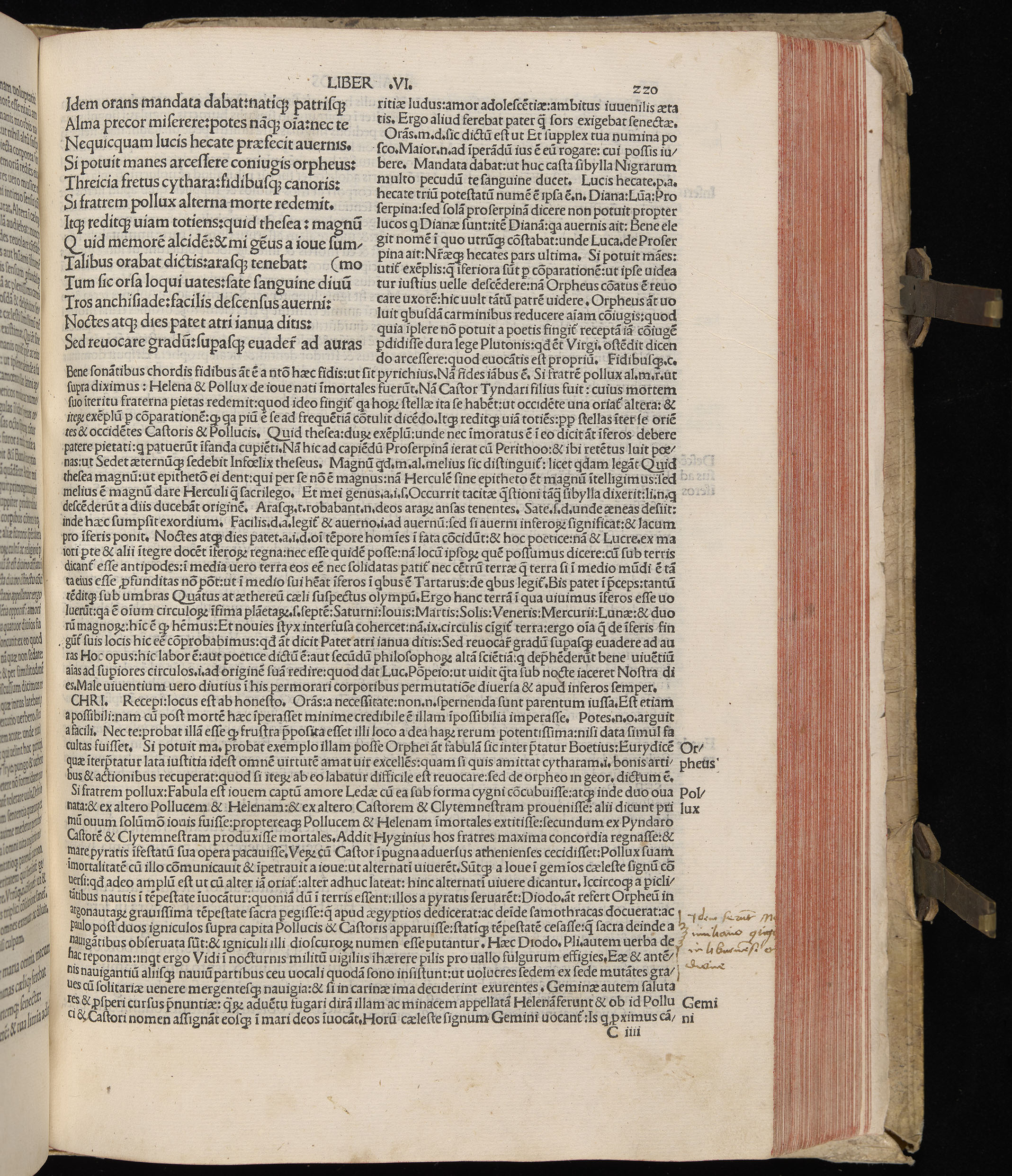 Vergilius cum c?mentariis quinque videlicet: Seruii, Landini, Ant. Mancinelli, Donati, Domitii. (M. Vegius' Book XIII addition to the Aen. Also Priapeia and Catalecta.) / Colophon: Impressu Venetiis per Bartolome? de Zanis de Portesio. . . . M.cccc.xciii. Stamped vellum with clasps. Very rare. Fol. - Image 459
