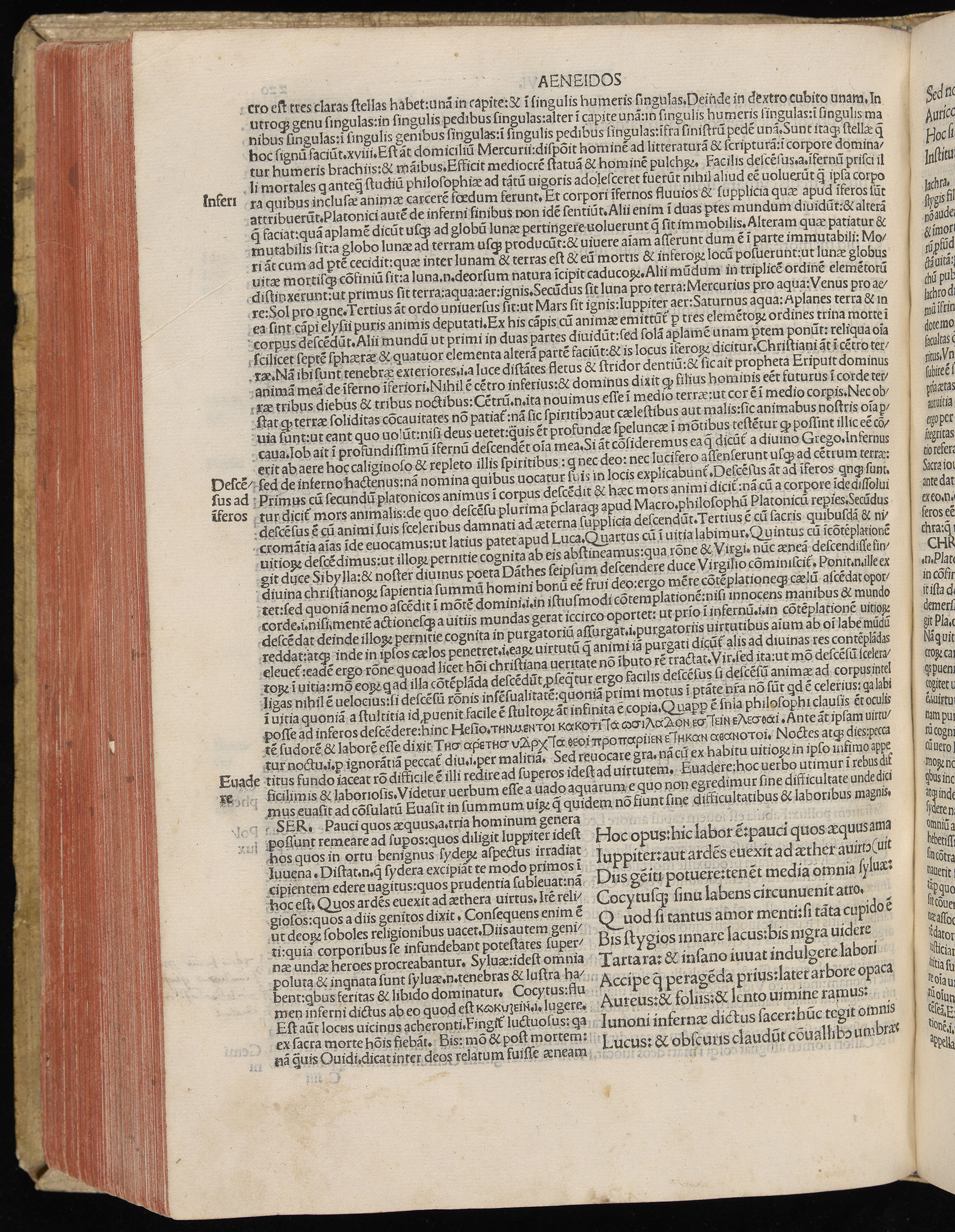 Vergilius cum c?mentariis quinque videlicet: Seruii, Landini, Ant. Mancinelli, Donati, Domitii. (M. Vegius' Book XIII addition to the Aen. Also Priapeia and Catalecta.) / Colophon: Impressu Venetiis per Bartolome? de Zanis de Portesio. . . . M.cccc.xciii. Stamped vellum with clasps. Very rare. Fol. - Image 460