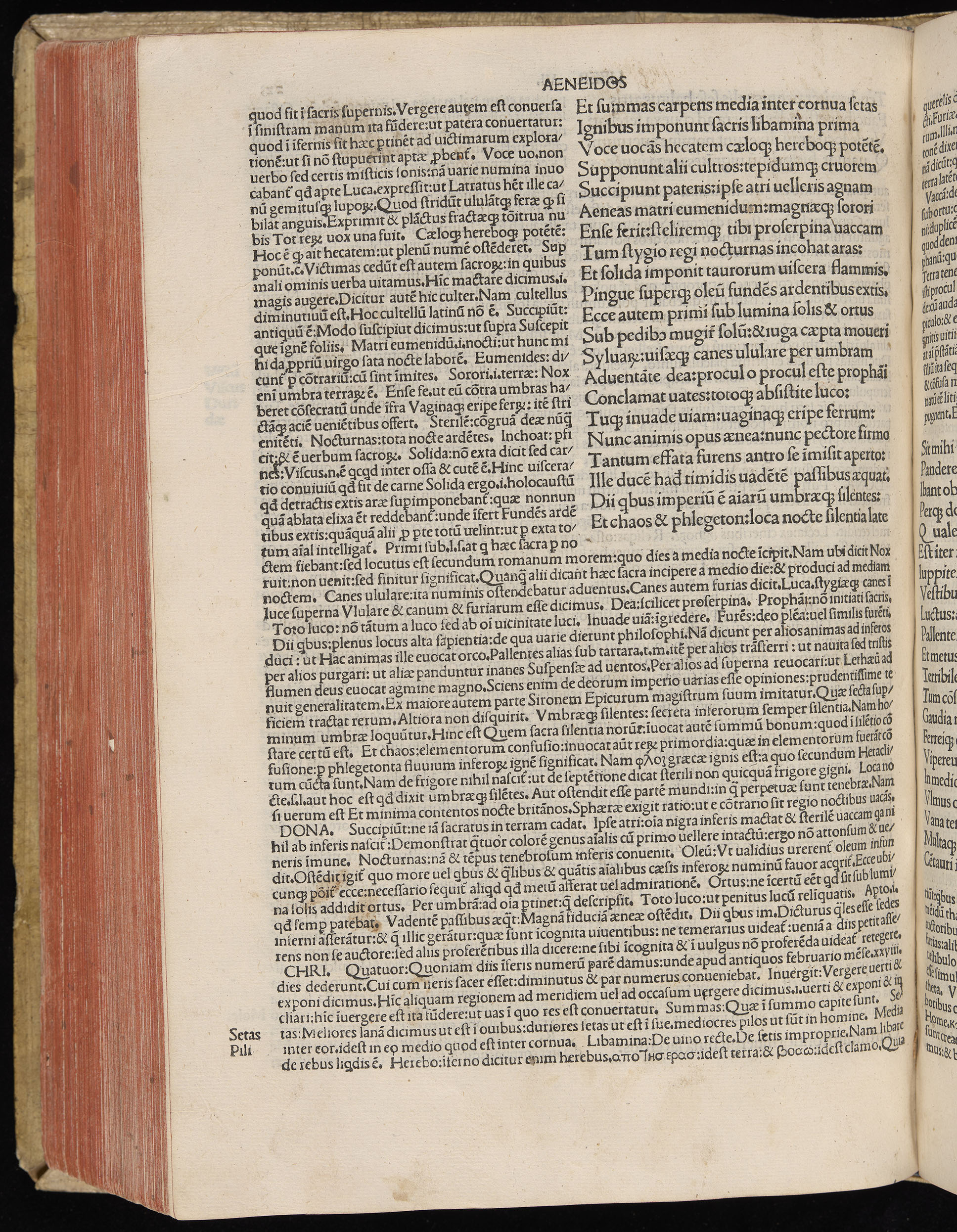 Vergilius cum c?mentariis quinque videlicet: Seruii, Landini, Ant. Mancinelli, Donati, Domitii. (M. Vegius' Book XIII addition to the Aen. Also Priapeia and Catalecta.) / Colophon: Impressu Venetiis per Bartolome? de Zanis de Portesio. . . . M.cccc.xciii. Stamped vellum with clasps. Very rare. Fol. - Image 468