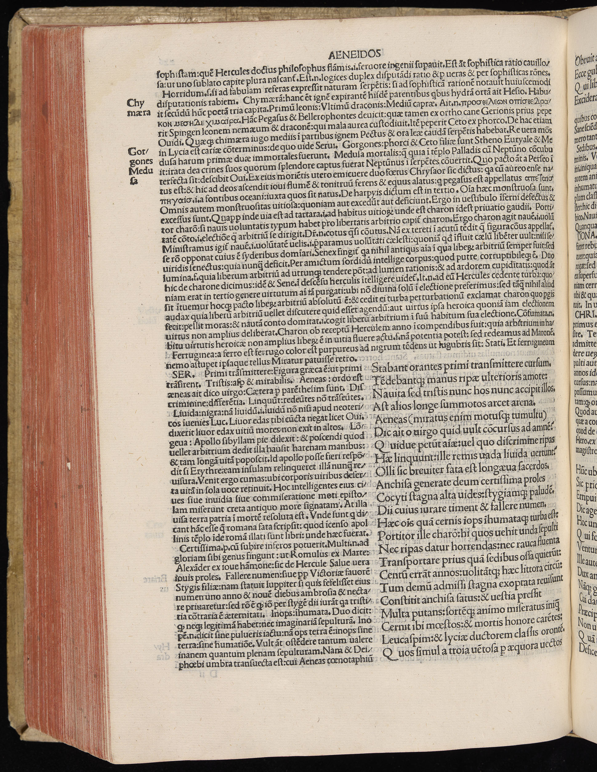 Vergilius cum c?mentariis quinque videlicet: Seruii, Landini, Ant. Mancinelli, Donati, Domitii. (M. Vegius' Book XIII addition to the Aen. Also Priapeia and Catalecta.) / Colophon: Impressu Venetiis per Bartolome? de Zanis de Portesio. . . . M.cccc.xciii. Stamped vellum with clasps. Very rare. Fol. - Image 472