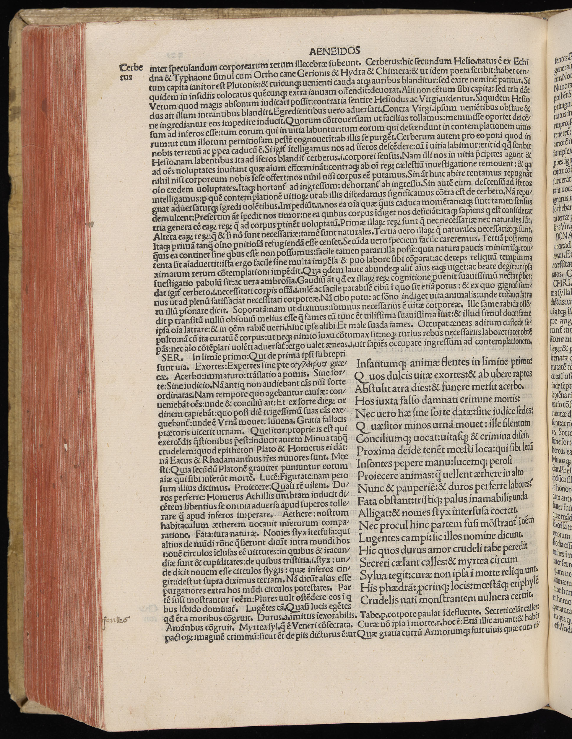 Vergilius cum c?mentariis quinque videlicet: Seruii, Landini, Ant. Mancinelli, Donati, Domitii. (M. Vegius' Book XIII addition to the Aen. Also Priapeia and Catalecta.) / Colophon: Impressu Venetiis per Bartolome? de Zanis de Portesio. . . . M.cccc.xciii. Stamped vellum with clasps. Very rare. Fol. - Image 478