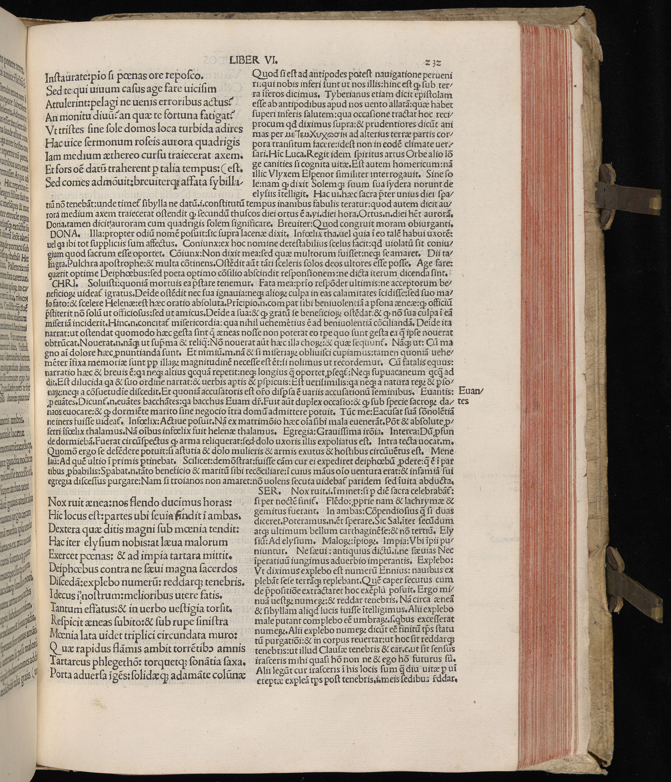 Vergilius cum c?mentariis quinque videlicet: Seruii, Landini, Ant. Mancinelli, Donati, Domitii. (M. Vegius' Book XIII addition to the Aen. Also Priapeia and Catalecta.) / Colophon: Impressu Venetiis per Bartolome? de Zanis de Portesio. . . . M.cccc.xciii. Stamped vellum with clasps. Very rare. Fol. - Image 483