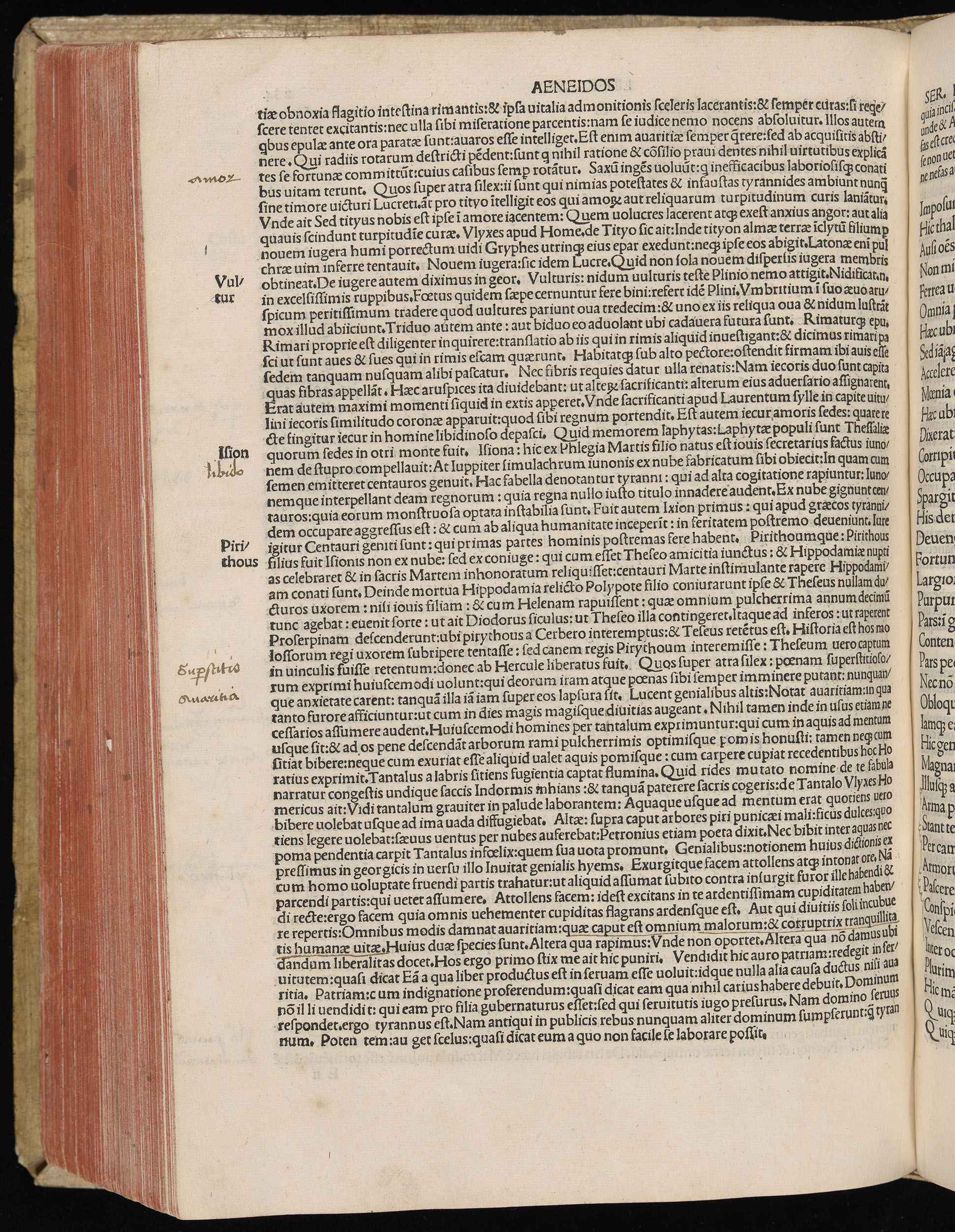 Vergilius cum c?mentariis quinque videlicet: Seruii, Landini, Ant. Mancinelli, Donati, Domitii. (M. Vegius' Book XIII addition to the Aen. Also Priapeia and Catalecta.) / Colophon: Impressu Venetiis per Bartolome? de Zanis de Portesio. . . . M.cccc.xciii. Stamped vellum with clasps. Very rare. Fol. - Image 488