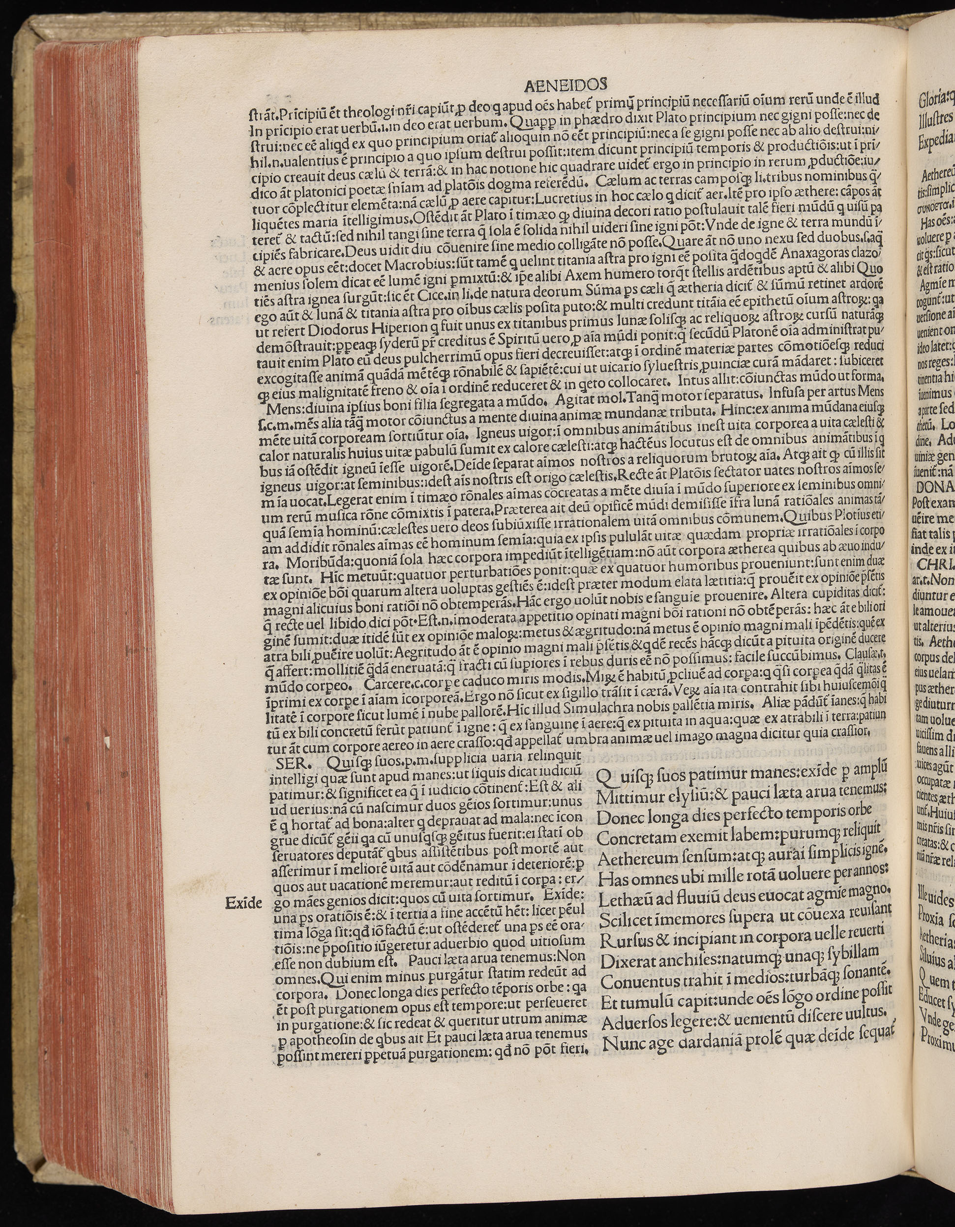 Vergilius cum c?mentariis quinque videlicet: Seruii, Landini, Ant. Mancinelli, Donati, Domitii. (M. Vegius' Book XIII addition to the Aen. Also Priapeia and Catalecta.) / Colophon: Impressu Venetiis per Bartolome? de Zanis de Portesio. . . . M.cccc.xciii. Stamped vellum with clasps. Very rare. Fol. - Image 496