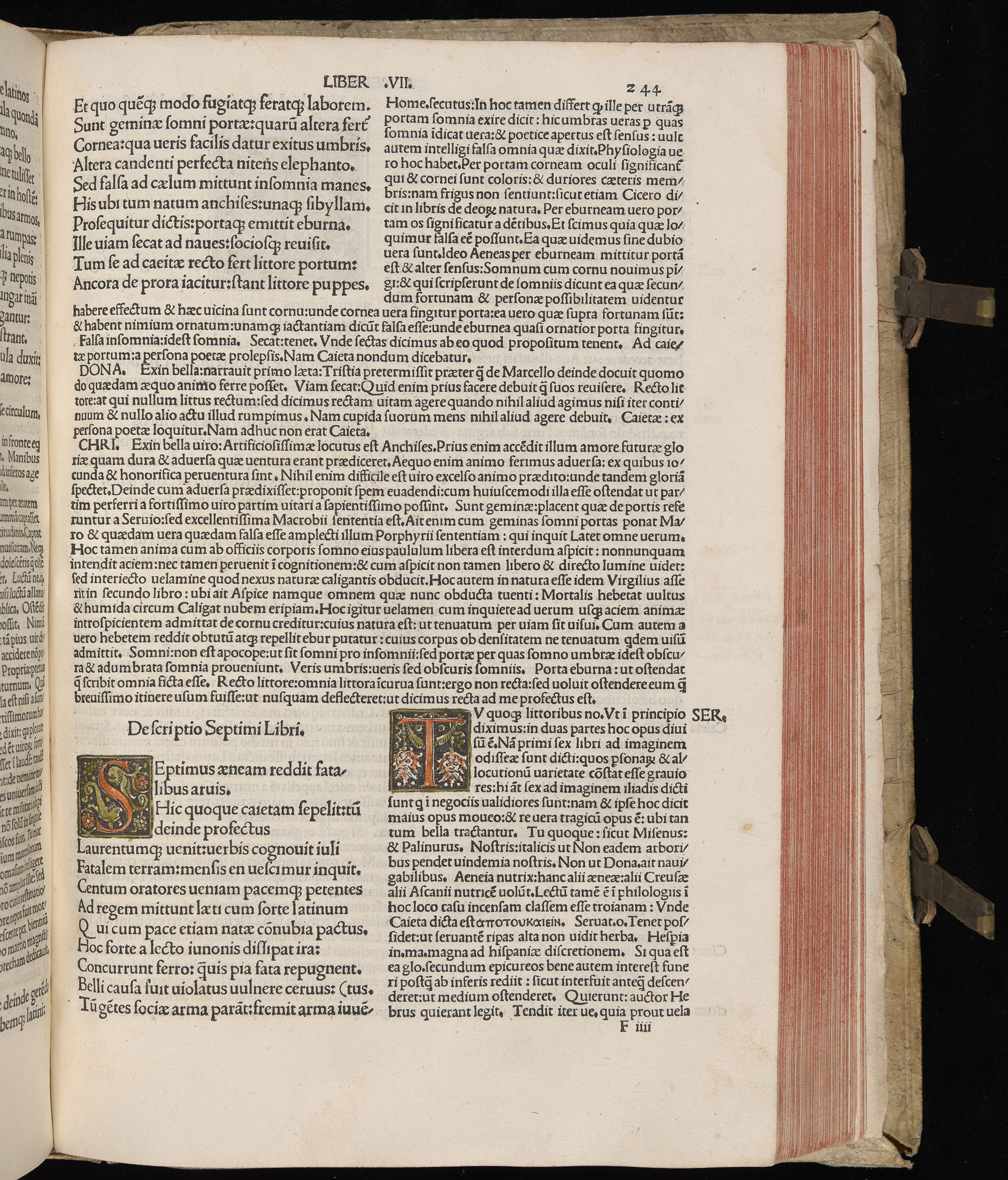 Vergilius cum c?mentariis quinque videlicet: Seruii, Landini, Ant. Mancinelli, Donati, Domitii. (M. Vegius' Book XIII addition to the Aen. Also Priapeia and Catalecta.) / Colophon: Impressu Venetiis per Bartolome? de Zanis de Portesio. . . . M.cccc.xciii. Stamped vellum with clasps. Very rare. Fol. - Image 507
