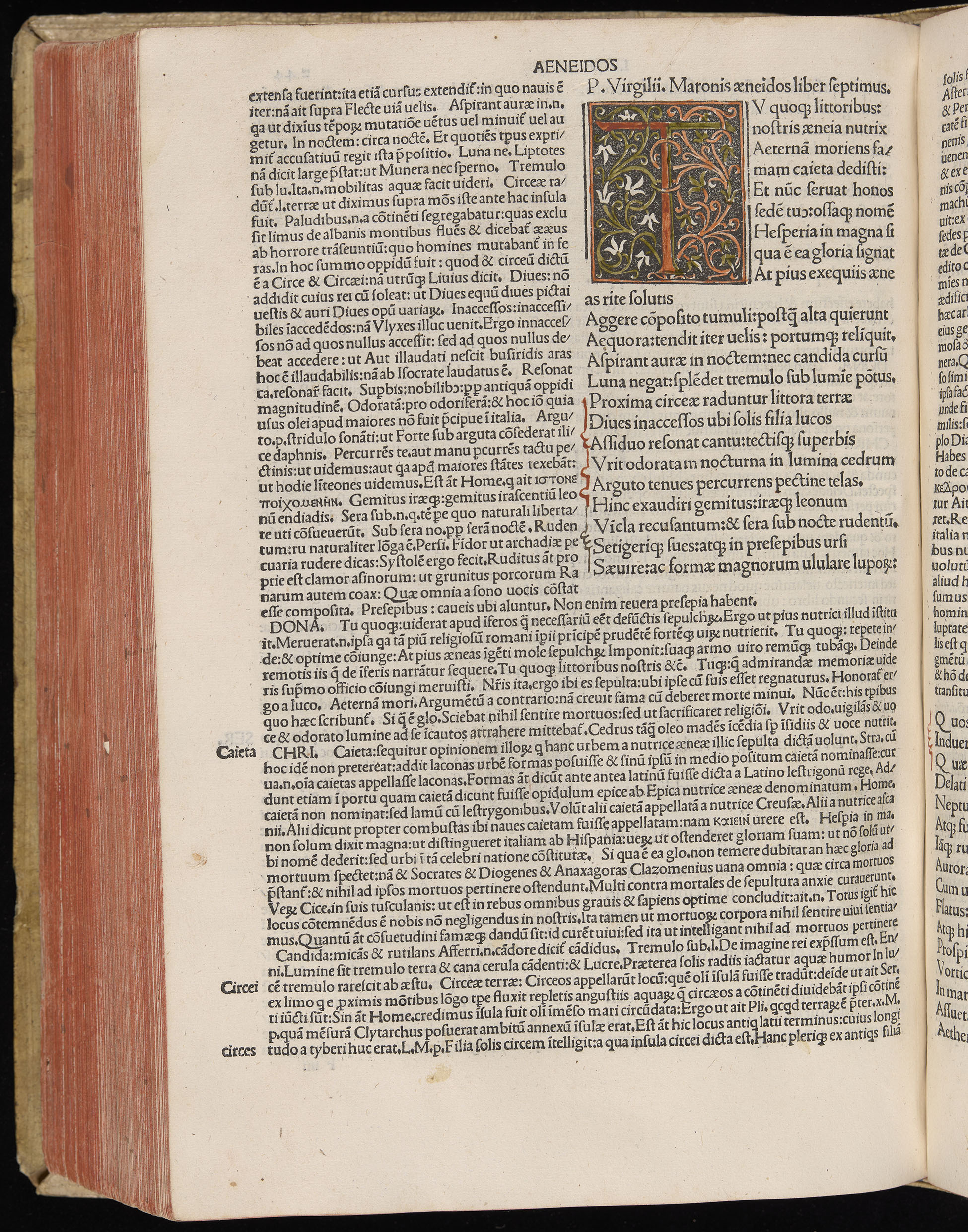 Vergilius cum c?mentariis quinque videlicet: Seruii, Landini, Ant. Mancinelli, Donati, Domitii. (M. Vegius' Book XIII addition to the Aen. Also Priapeia and Catalecta.) / Colophon: Impressu Venetiis per Bartolome? de Zanis de Portesio. . . . M.cccc.xciii. Stamped vellum with clasps. Very rare. Fol. - Image 508