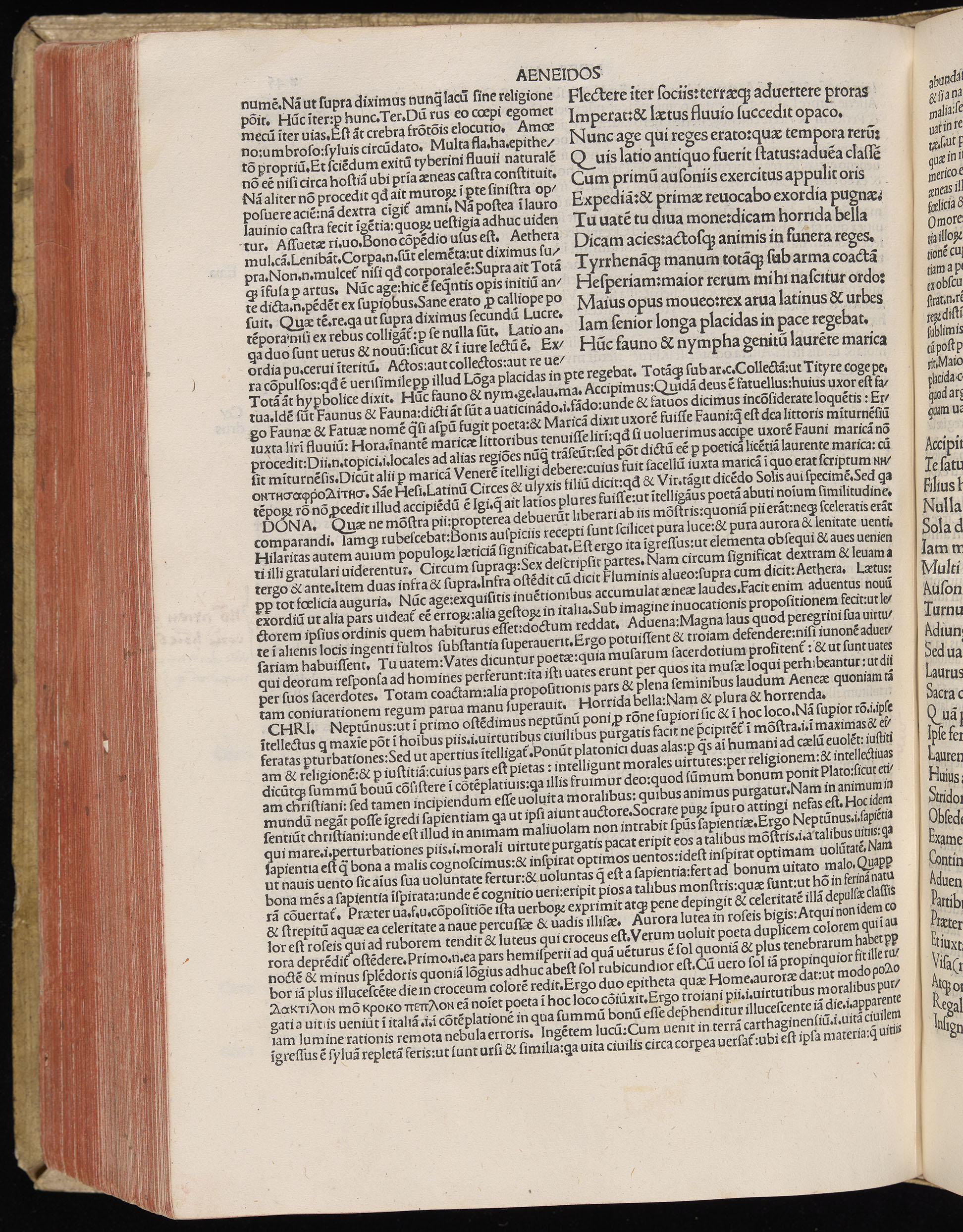 Vergilius cum c?mentariis quinque videlicet: Seruii, Landini, Ant. Mancinelli, Donati, Domitii. (M. Vegius' Book XIII addition to the Aen. Also Priapeia and Catalecta.) / Colophon: Impressu Venetiis per Bartolome? de Zanis de Portesio. . . . M.cccc.xciii. Stamped vellum with clasps. Very rare. Fol. - Image 510