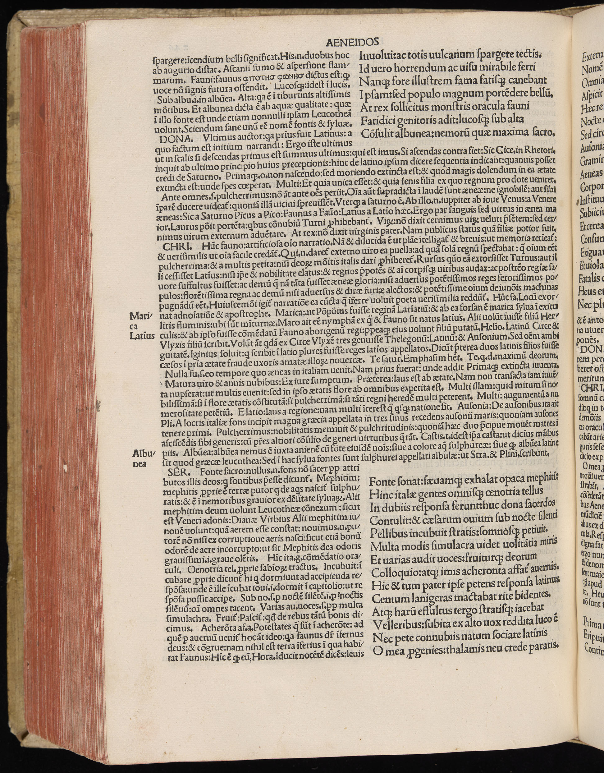 Vergilius cum c?mentariis quinque videlicet: Seruii, Landini, Ant. Mancinelli, Donati, Domitii. (M. Vegius' Book XIII addition to the Aen. Also Priapeia and Catalecta.) / Colophon: Impressu Venetiis per Bartolome? de Zanis de Portesio. . . . M.cccc.xciii. Stamped vellum with clasps. Very rare. Fol. - Image 512