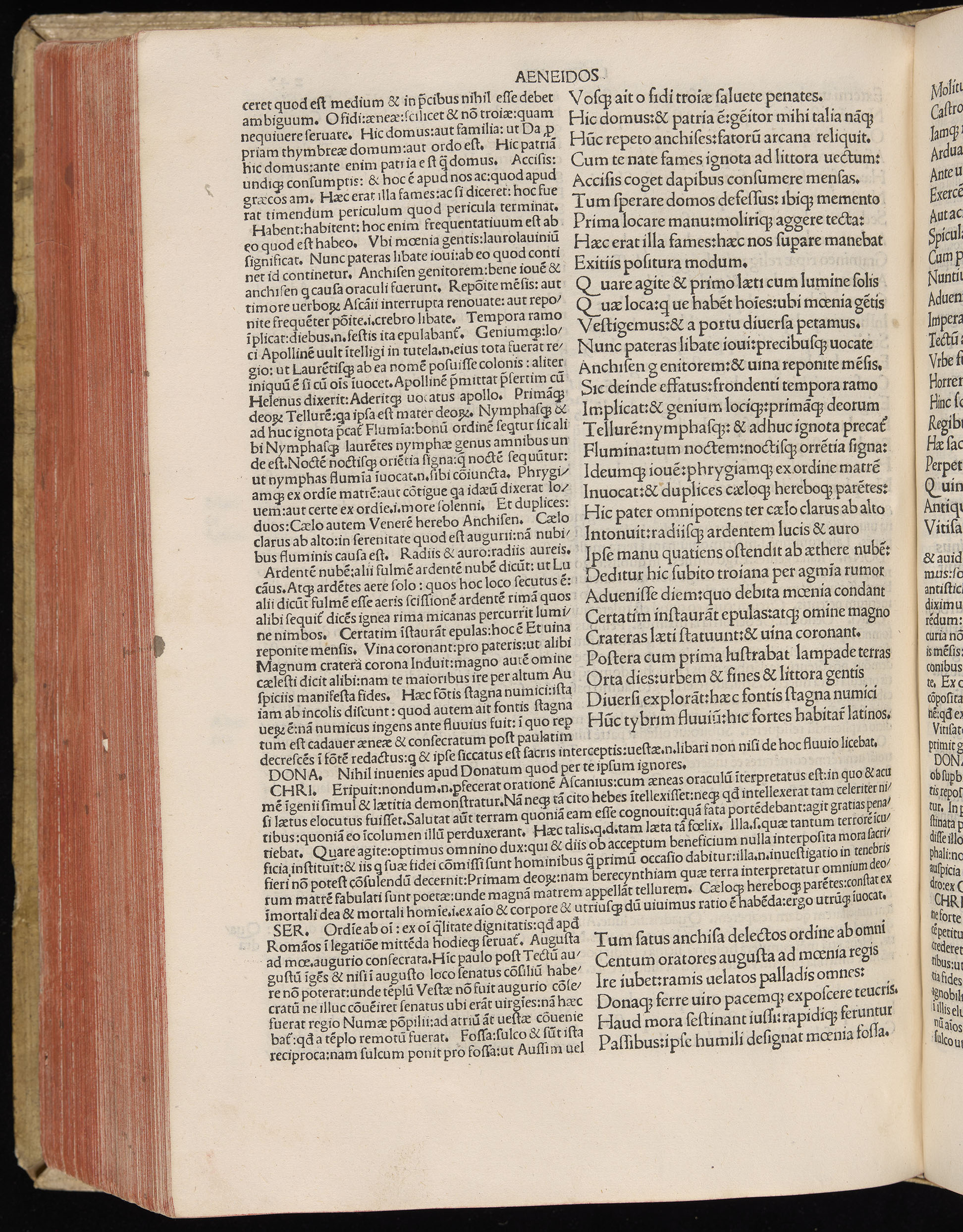 Vergilius cum c?mentariis quinque videlicet: Seruii, Landini, Ant. Mancinelli, Donati, Domitii. (M. Vegius' Book XIII addition to the Aen. Also Priapeia and Catalecta.) / Colophon: Impressu Venetiis per Bartolome? de Zanis de Portesio. . . . M.cccc.xciii. Stamped vellum with clasps. Very rare. Fol. - Image 514