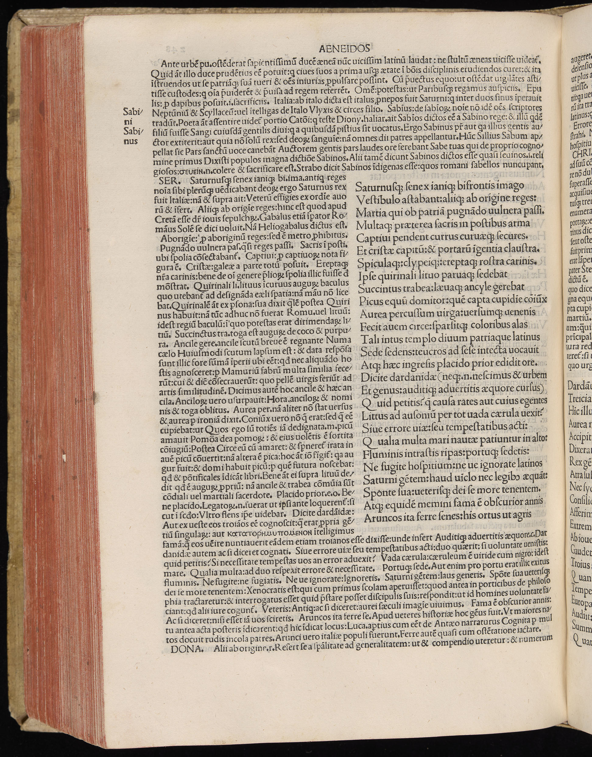 Vergilius cum c?mentariis quinque videlicet: Seruii, Landini, Ant. Mancinelli, Donati, Domitii. (M. Vegius' Book XIII addition to the Aen. Also Priapeia and Catalecta.) / Colophon: Impressu Venetiis per Bartolome? de Zanis de Portesio. . . . M.cccc.xciii. Stamped vellum with clasps. Very rare. Fol. - Image 516