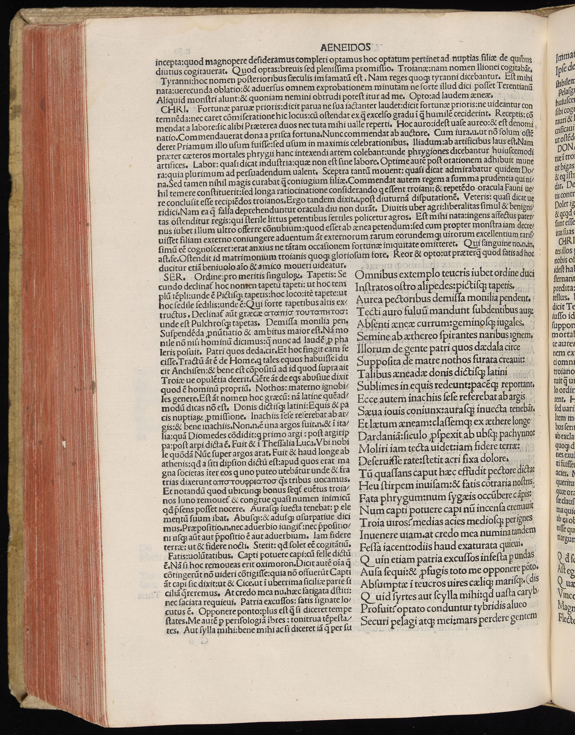 Vergilius cum c?mentariis quinque videlicet: Seruii, Landini, Ant. Mancinelli, Donati, Domitii. (M. Vegius' Book XIII addition to the Aen. Also Priapeia and Catalecta.) / Colophon: Impressu Venetiis per Bartolome? de Zanis de Portesio. . . . M.cccc.xciii. Stamped vellum with clasps. Very rare. Fol. - Image 520