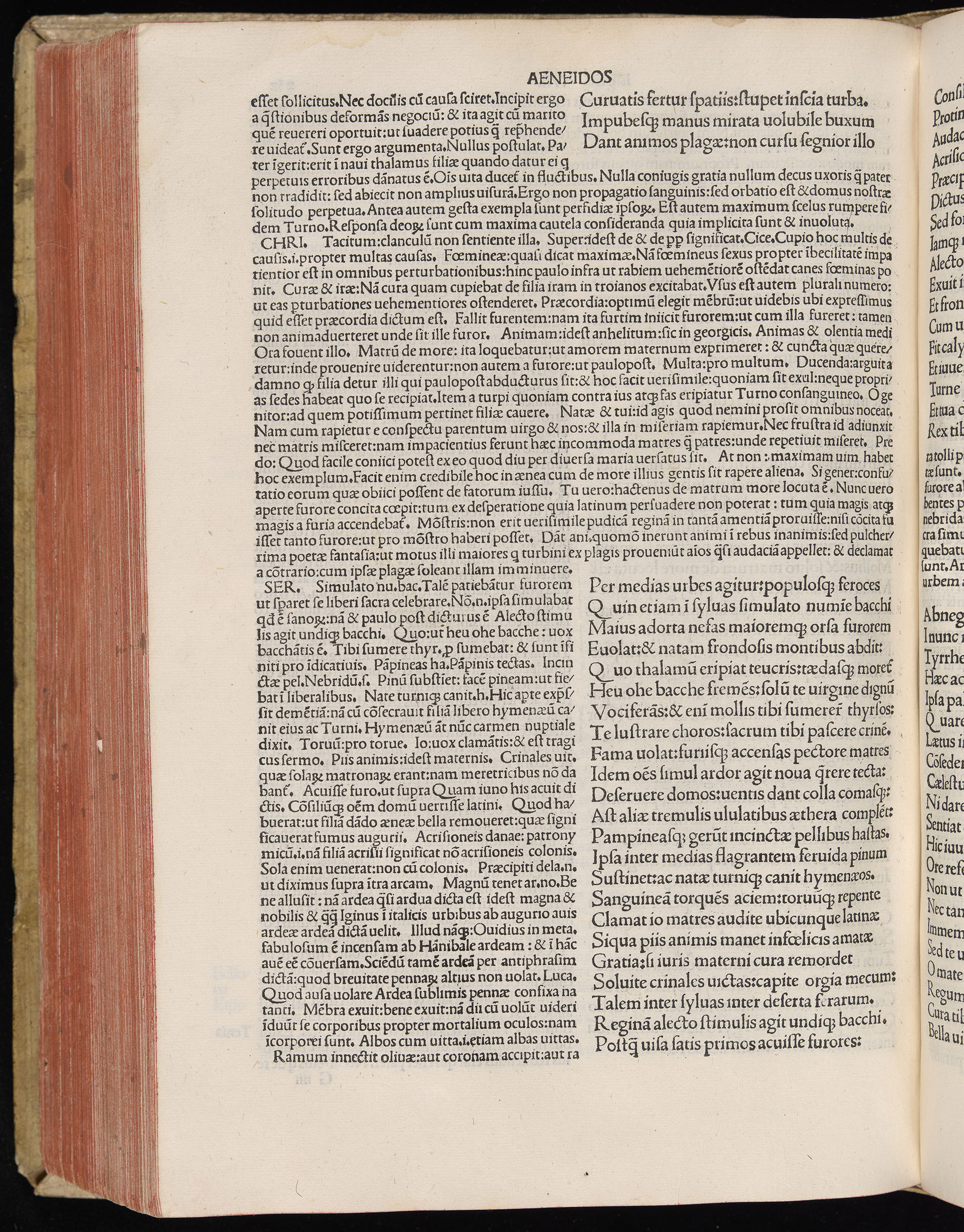 Vergilius cum c?mentariis quinque videlicet: Seruii, Landini, Ant. Mancinelli, Donati, Domitii. (M. Vegius' Book XIII addition to the Aen. Also Priapeia and Catalecta.) / Colophon: Impressu Venetiis per Bartolome? de Zanis de Portesio. . . . M.cccc.xciii. Stamped vellum with clasps. Very rare. Fol. - Image 524