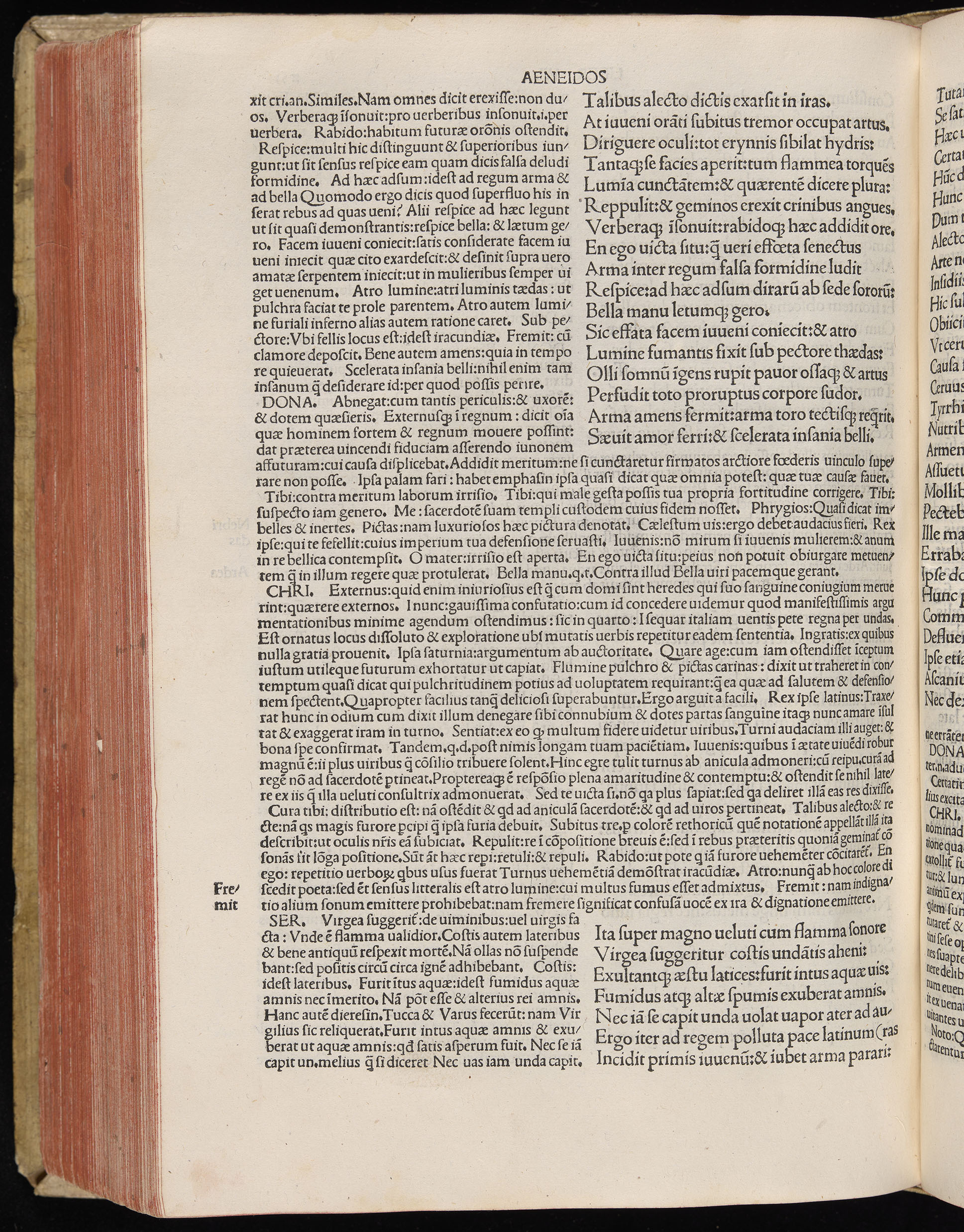 Vergilius cum c?mentariis quinque videlicet: Seruii, Landini, Ant. Mancinelli, Donati, Domitii. (M. Vegius' Book XIII addition to the Aen. Also Priapeia and Catalecta.) / Colophon: Impressu Venetiis per Bartolome? de Zanis de Portesio. . . . M.cccc.xciii. Stamped vellum with clasps. Very rare. Fol. - Image 526