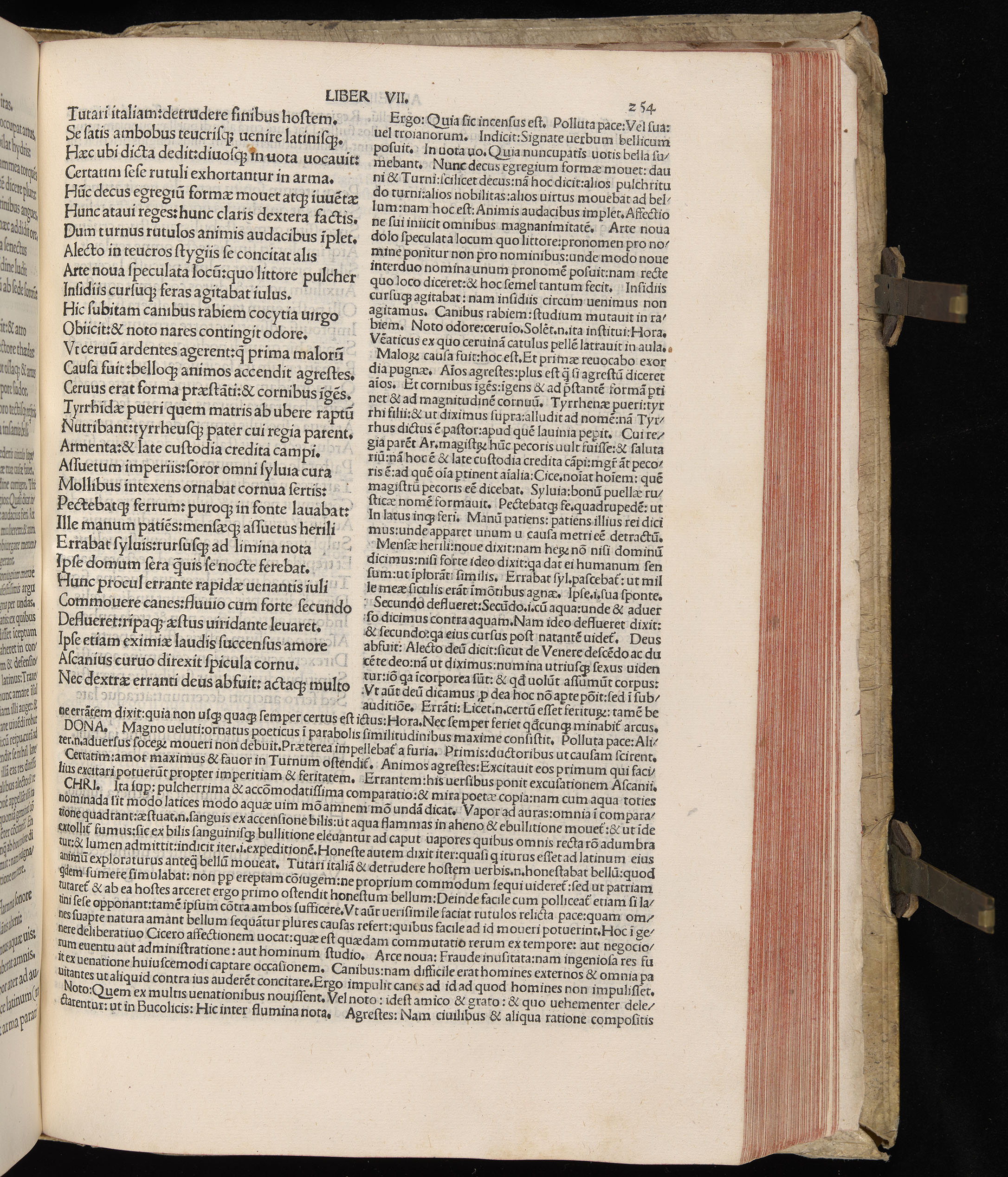 Vergilius cum c?mentariis quinque videlicet: Seruii, Landini, Ant. Mancinelli, Donati, Domitii. (M. Vegius' Book XIII addition to the Aen. Also Priapeia and Catalecta.) / Colophon: Impressu Venetiis per Bartolome? de Zanis de Portesio. . . . M.cccc.xciii. Stamped vellum with clasps. Very rare. Fol. - Image 527