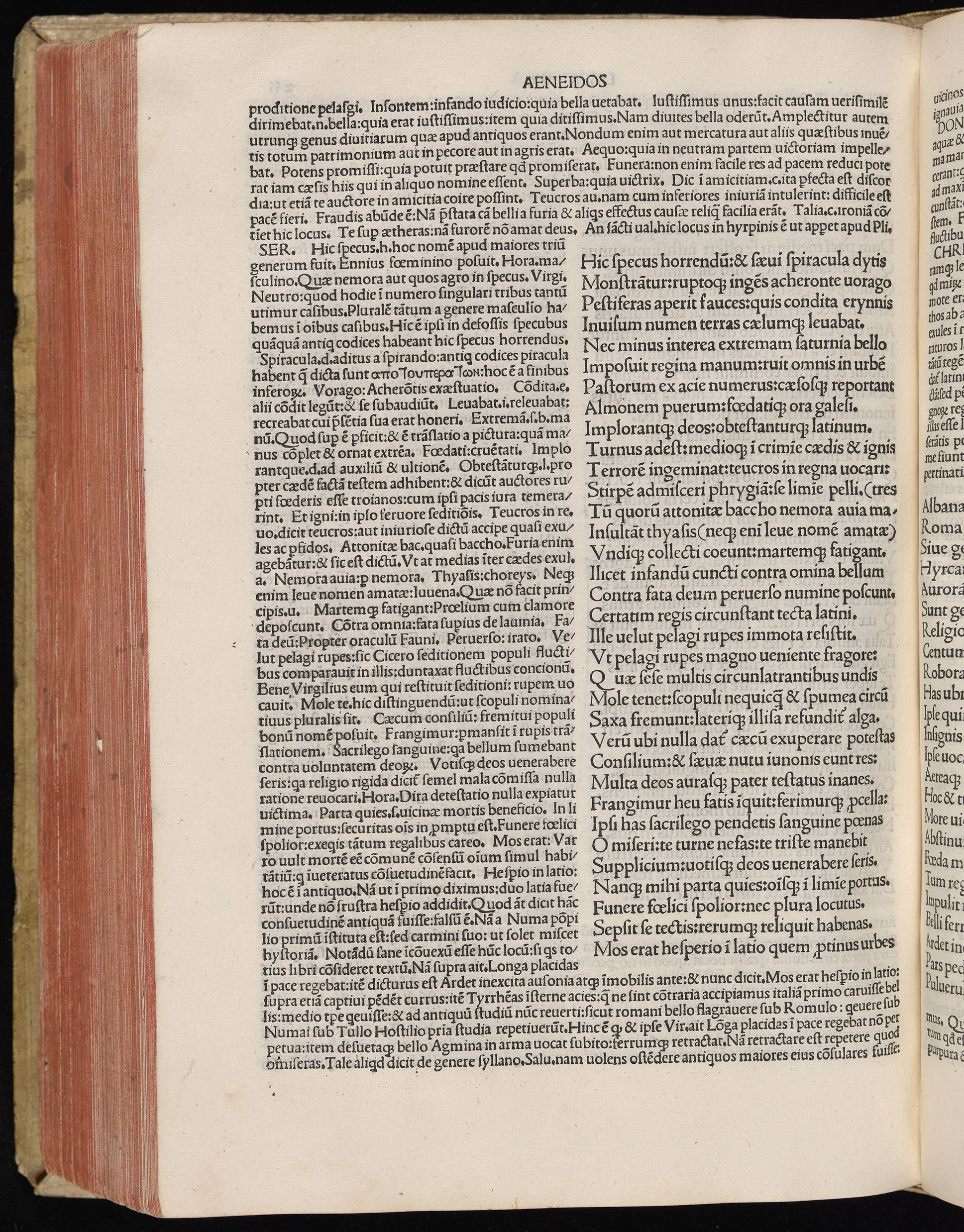 Vergilius cum c?mentariis quinque videlicet: Seruii, Landini, Ant. Mancinelli, Donati, Domitii. (M. Vegius' Book XIII addition to the Aen. Also Priapeia and Catalecta.) / Colophon: Impressu Venetiis per Bartolome? de Zanis de Portesio. . . . M.cccc.xciii. Stamped vellum with clasps. Very rare. Fol. - Image 530