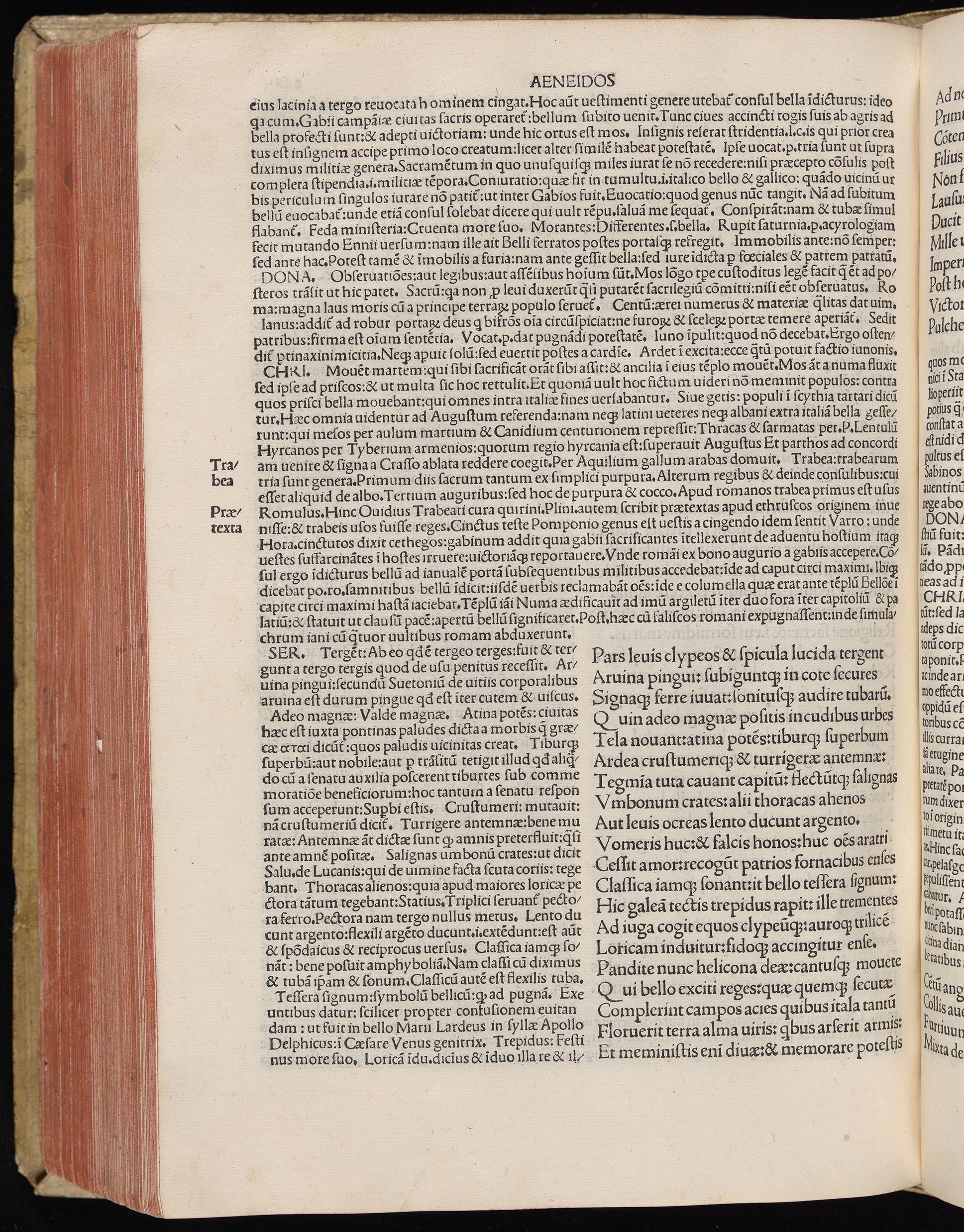 Vergilius cum c?mentariis quinque videlicet: Seruii, Landini, Ant. Mancinelli, Donati, Domitii. (M. Vegius' Book XIII addition to the Aen. Also Priapeia and Catalecta.) / Colophon: Impressu Venetiis per Bartolome? de Zanis de Portesio. . . . M.cccc.xciii. Stamped vellum with clasps. Very rare. Fol. - Image 532