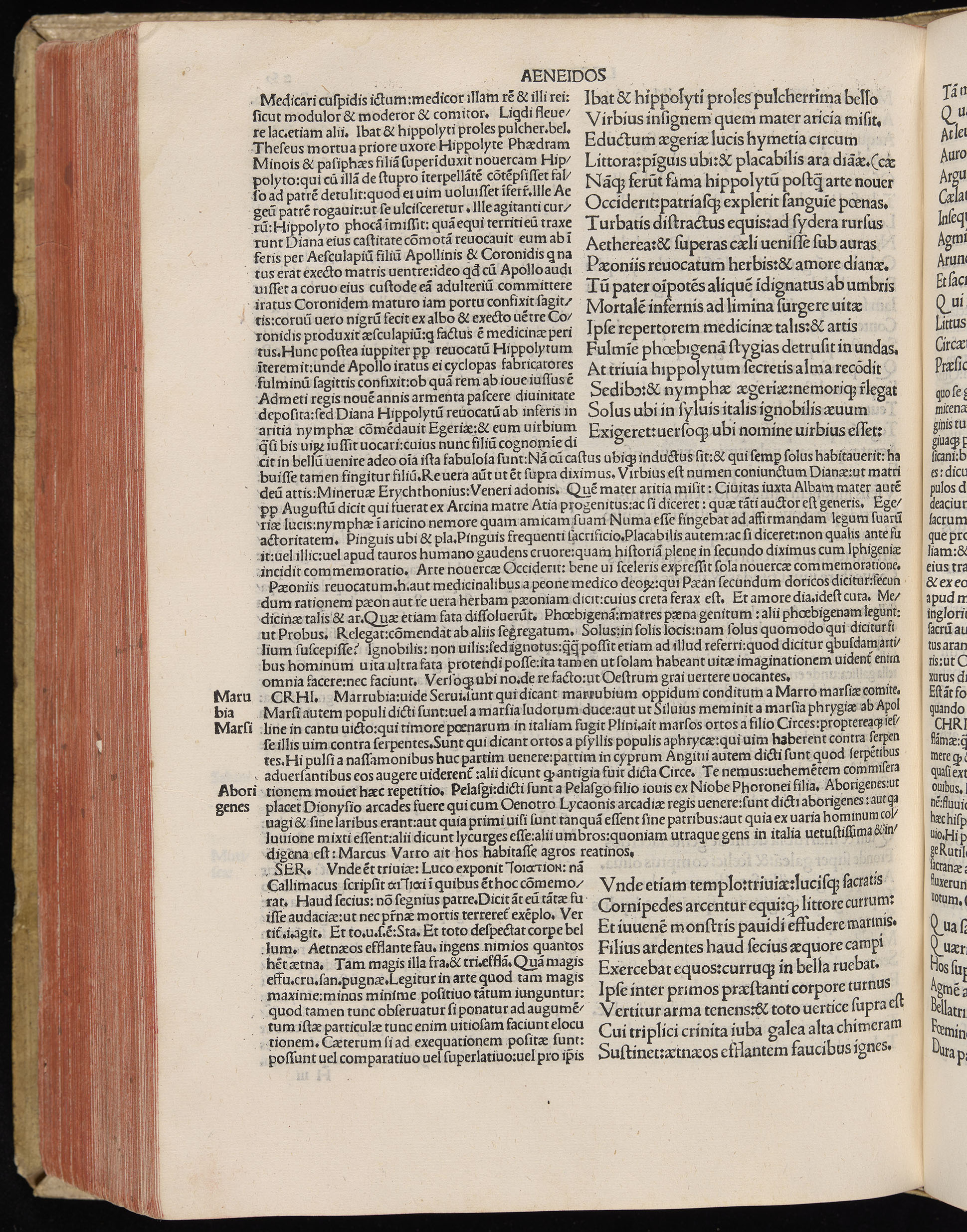 Vergilius cum c?mentariis quinque videlicet: Seruii, Landini, Ant. Mancinelli, Donati, Domitii. (M. Vegius' Book XIII addition to the Aen. Also Priapeia and Catalecta.) / Colophon: Impressu Venetiis per Bartolome? de Zanis de Portesio. . . . M.cccc.xciii. Stamped vellum with clasps. Very rare. Fol. - Image 538