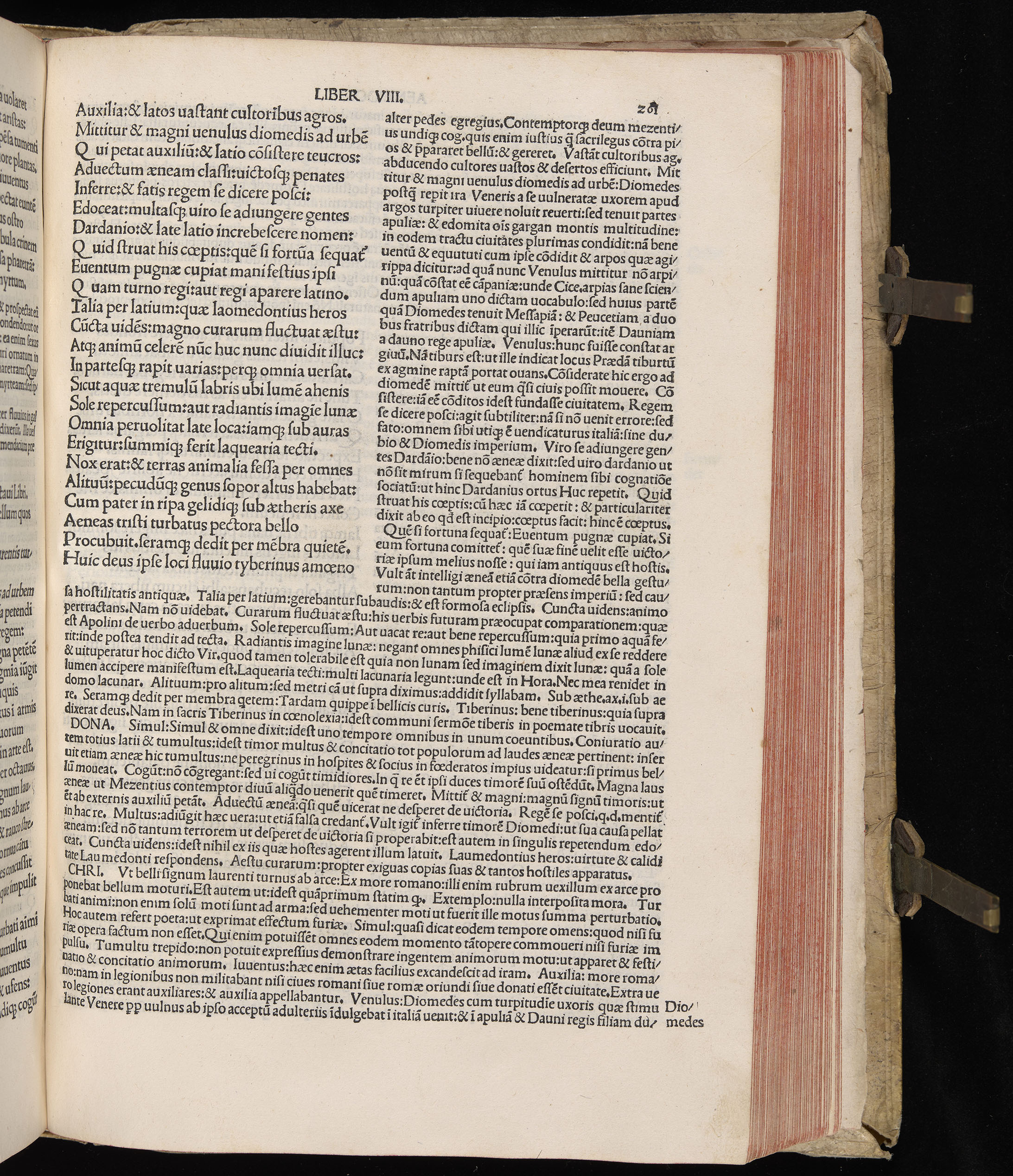 Vergilius cum c?mentariis quinque videlicet: Seruii, Landini, Ant. Mancinelli, Donati, Domitii. (M. Vegius' Book XIII addition to the Aen. Also Priapeia and Catalecta.) / Colophon: Impressu Venetiis per Bartolome? de Zanis de Portesio. . . . M.cccc.xciii. Stamped vellum with clasps. Very rare. Fol. - Image 541